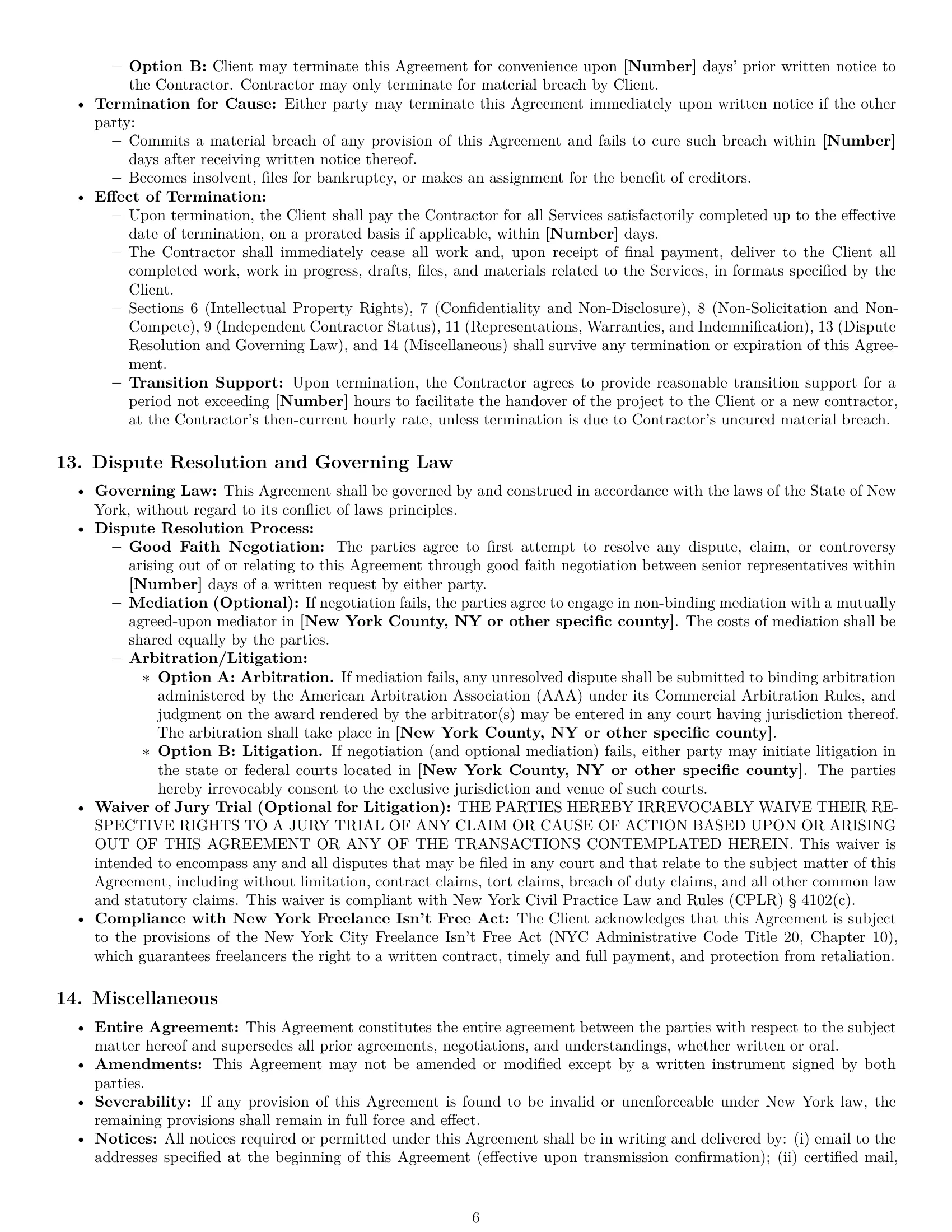 Preview page 6 of Pro New York creative independent contractor agreement template