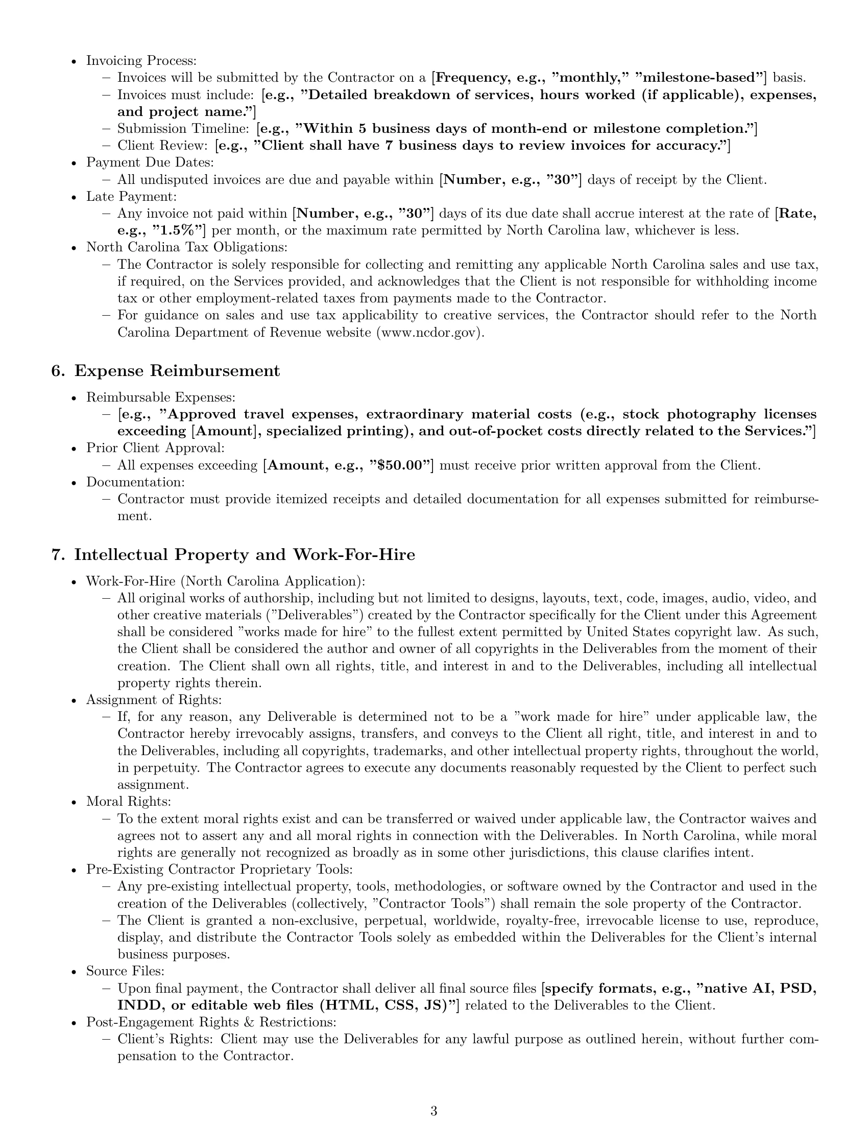 Preview page 3 of Pro North Carolina creative independent contractor agreement template