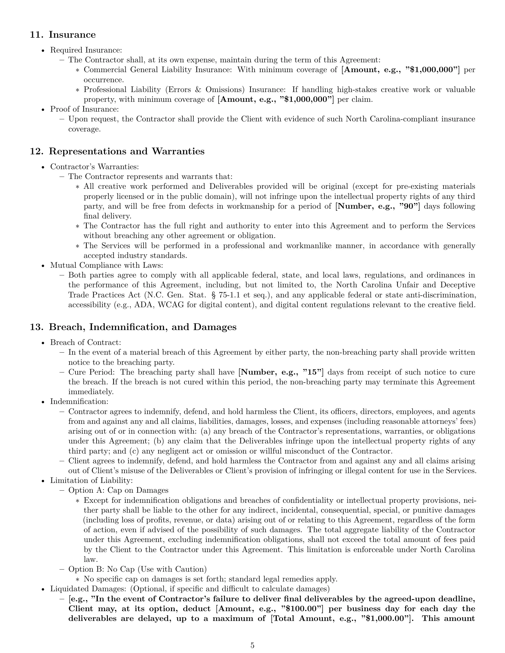 Preview page 5 of Pro North Carolina creative independent contractor agreement template
