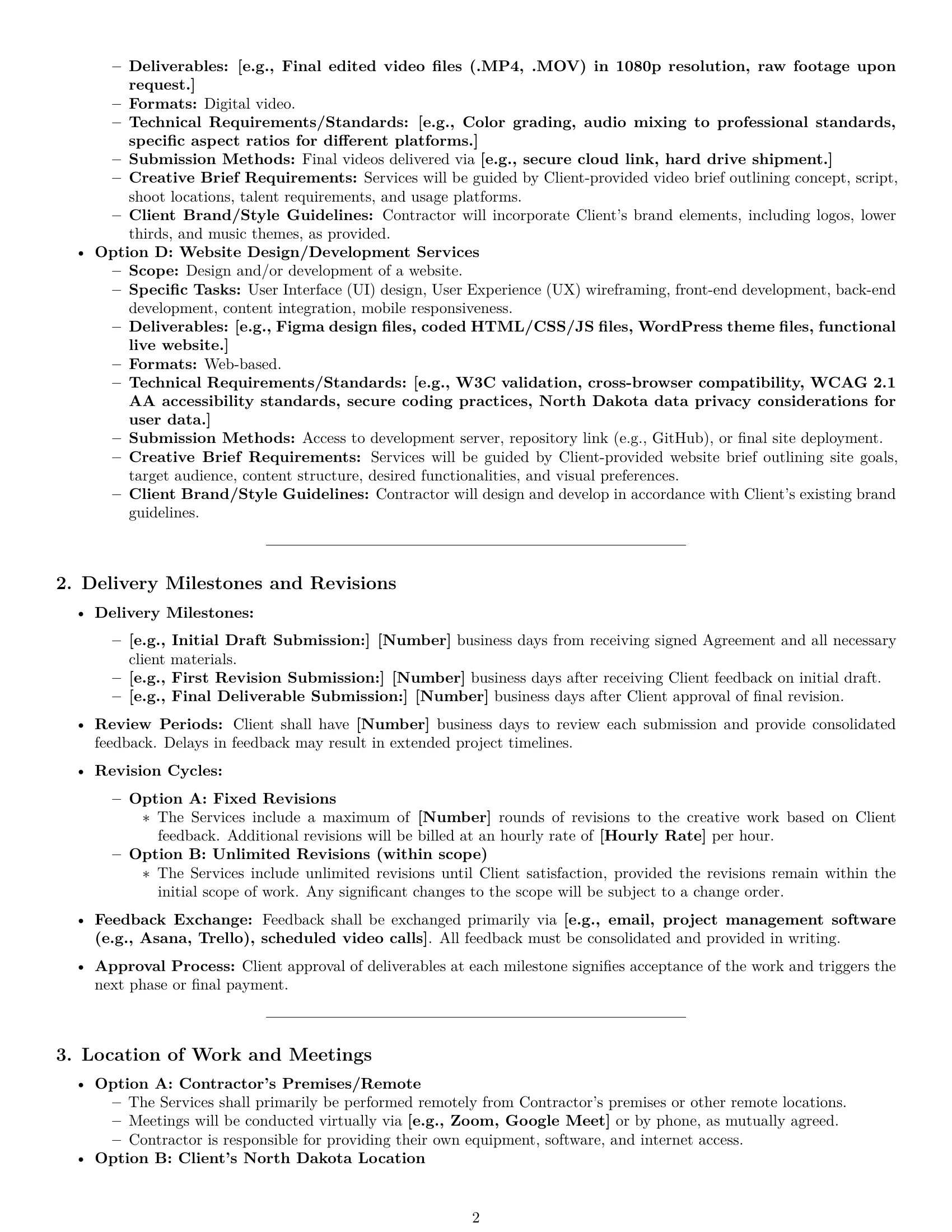 Preview page 2 of Pro North Dakota creative independent contractor agreement template
