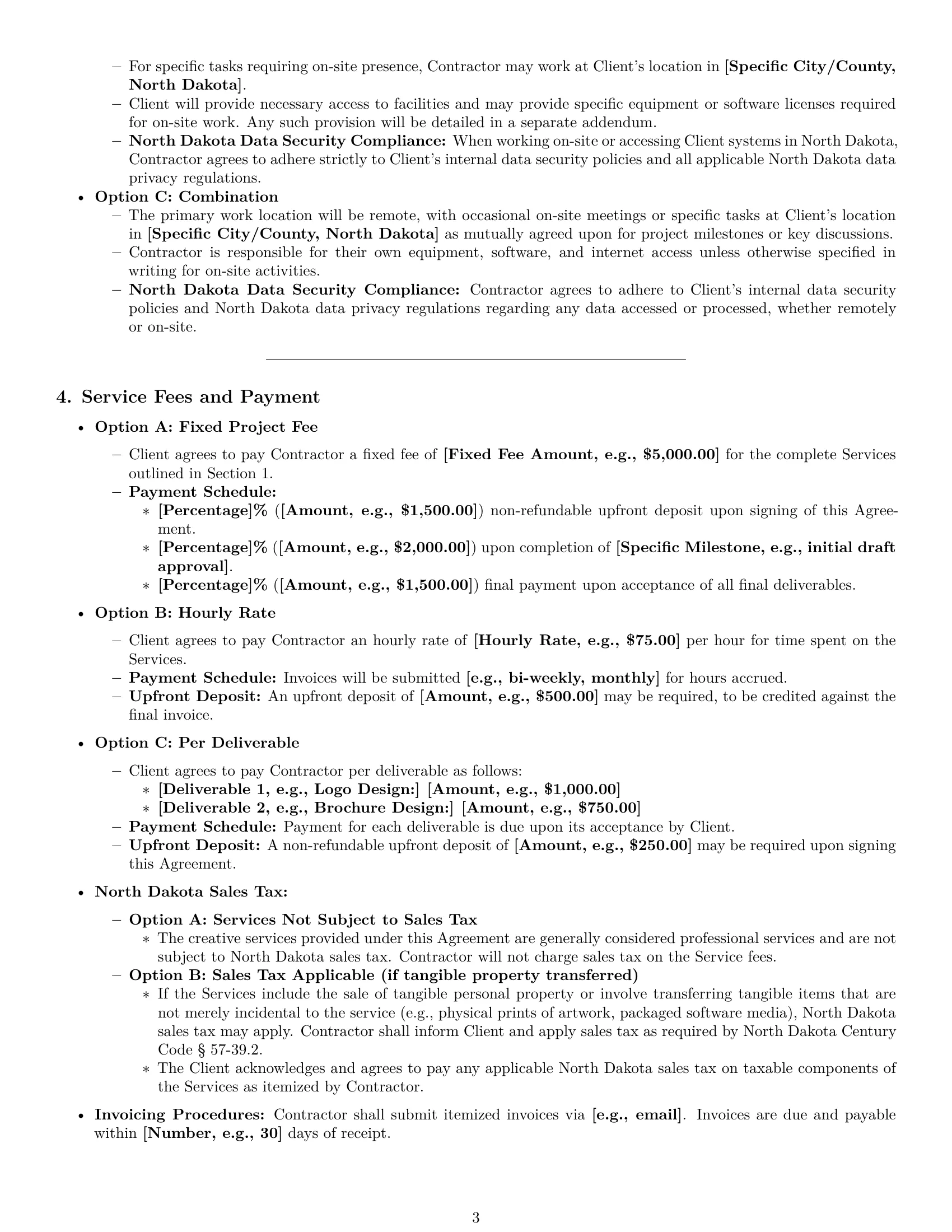 Preview page 3 of Pro North Dakota creative independent contractor agreement template