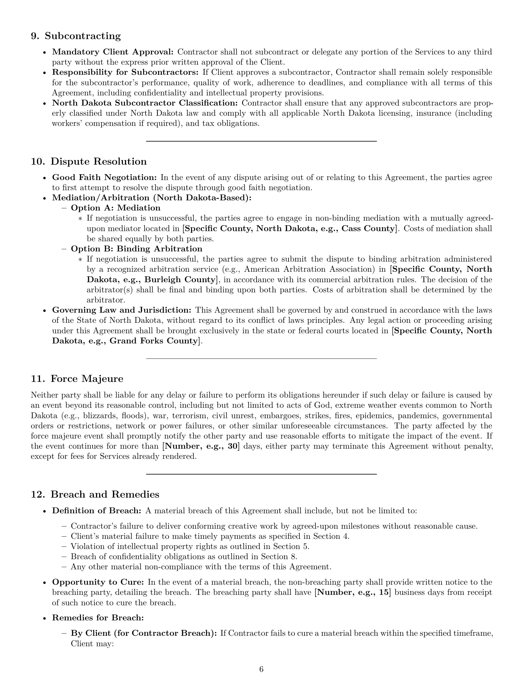 Preview page 6 of Pro North Dakota creative independent contractor agreement template