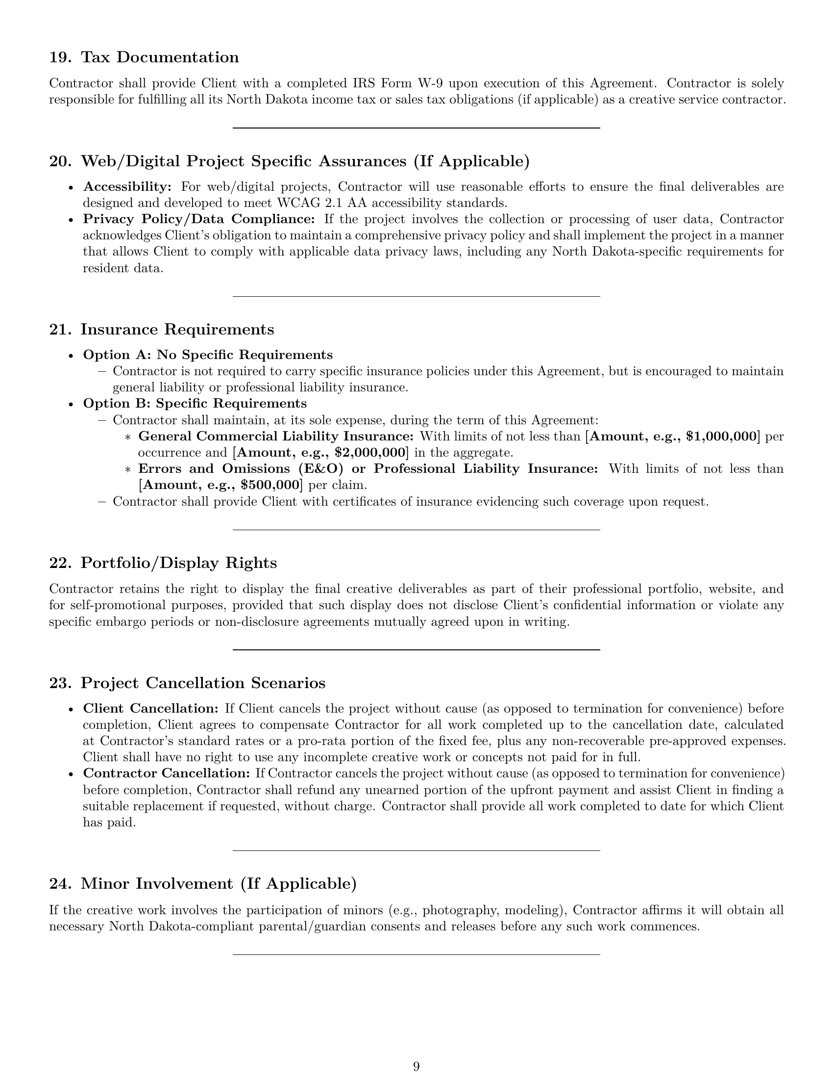 Preview page 9 of Pro North Dakota creative independent contractor agreement template