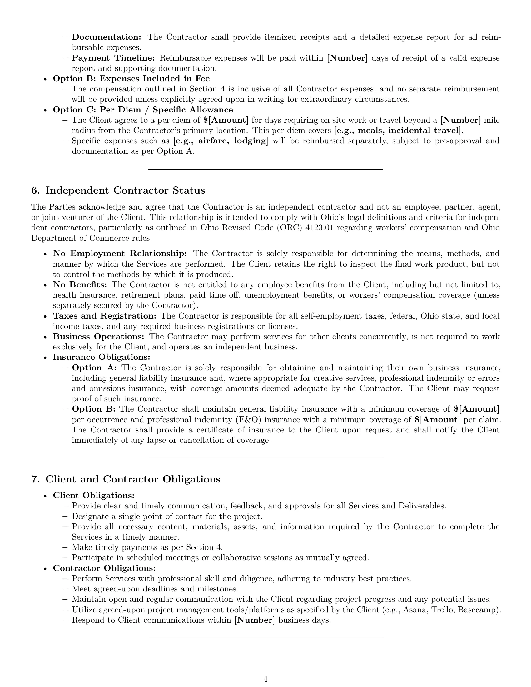 Preview page 4 of Pro Ohio creative independent contractor agreement template