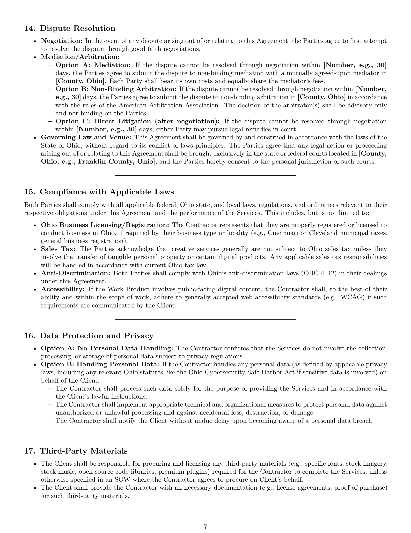 Preview page 7 of Pro Ohio creative independent contractor agreement template