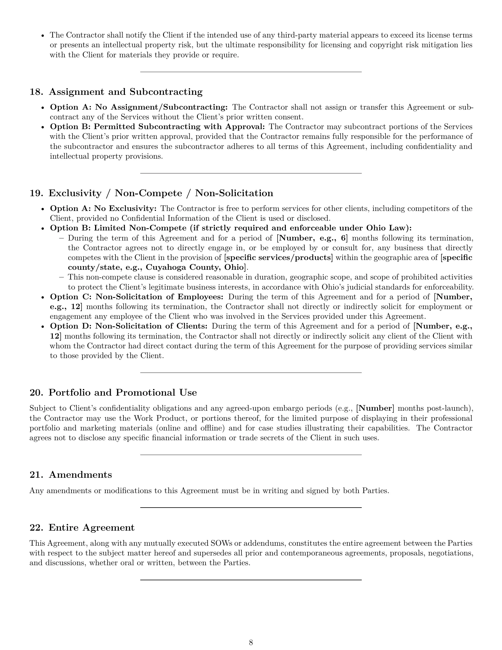 Preview page 8 of Pro Ohio creative independent contractor agreement template