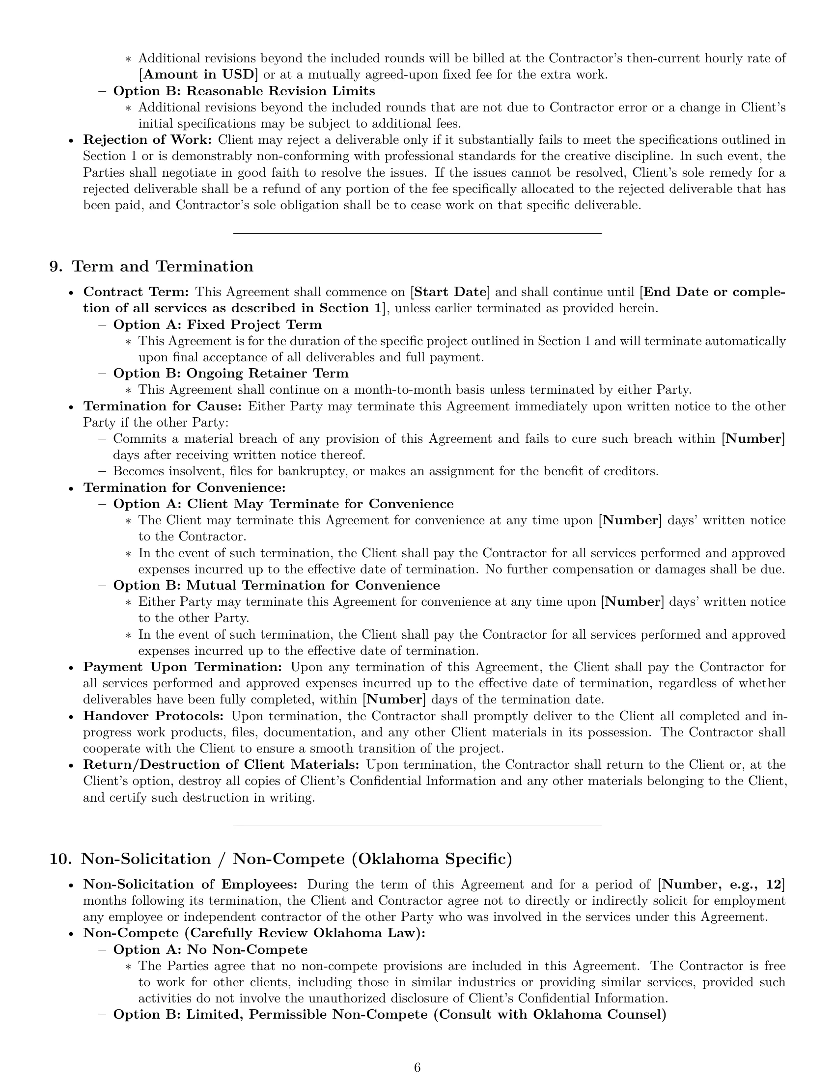 Preview page 6 of Pro Oklahoma creative independent contractor agreement template