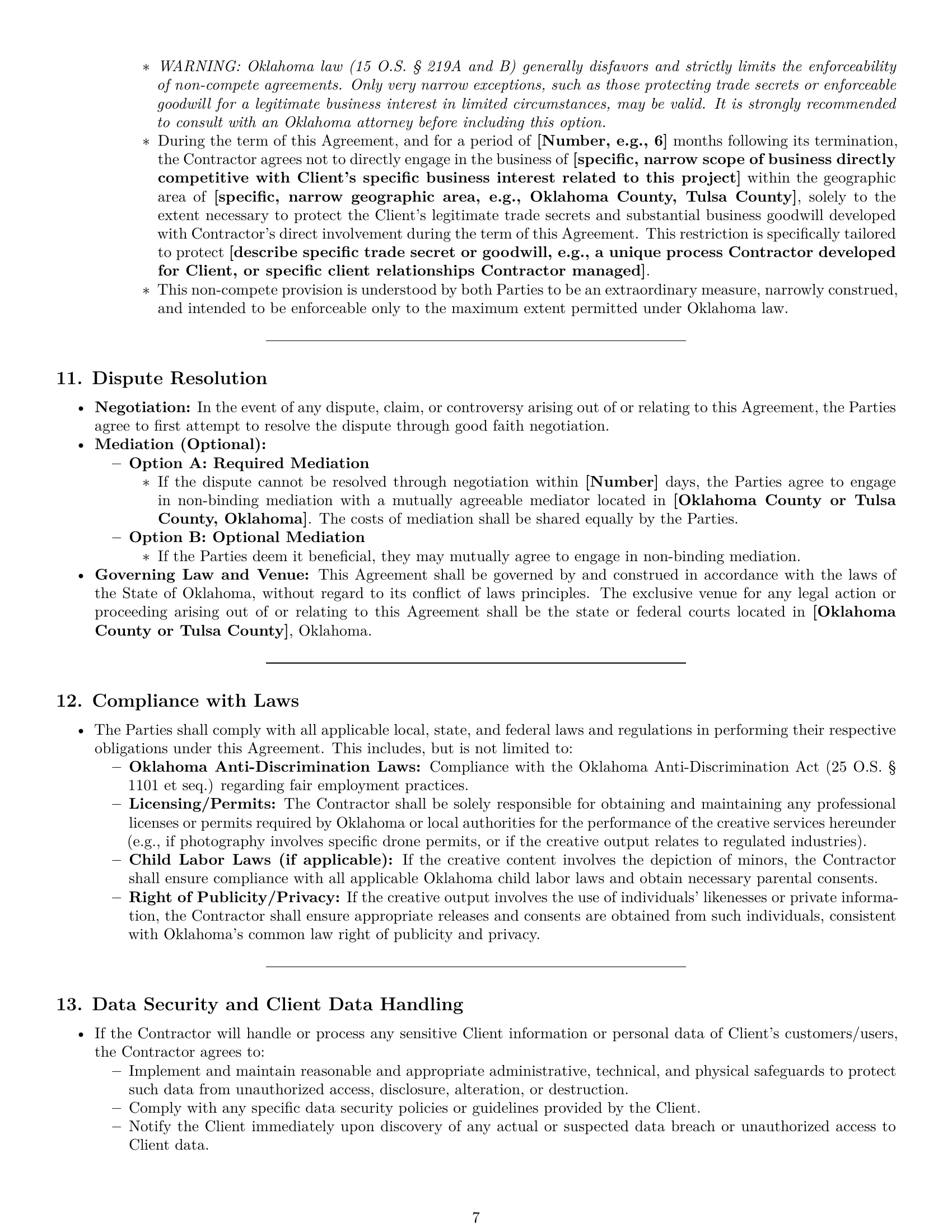 Preview page 7 of Pro Oklahoma creative independent contractor agreement template