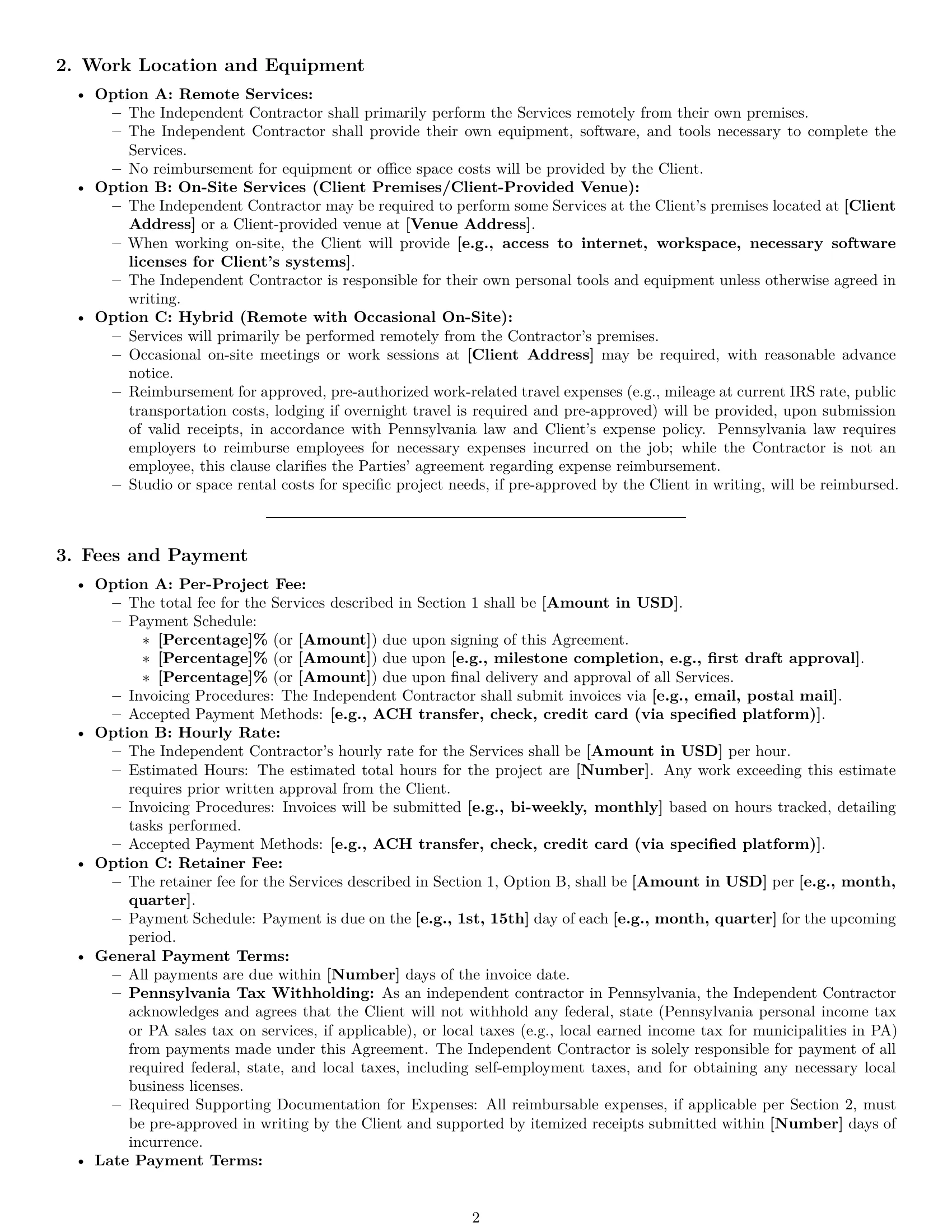 Preview page 2 of Pro Pennsylvania creative independent contractor agreement template