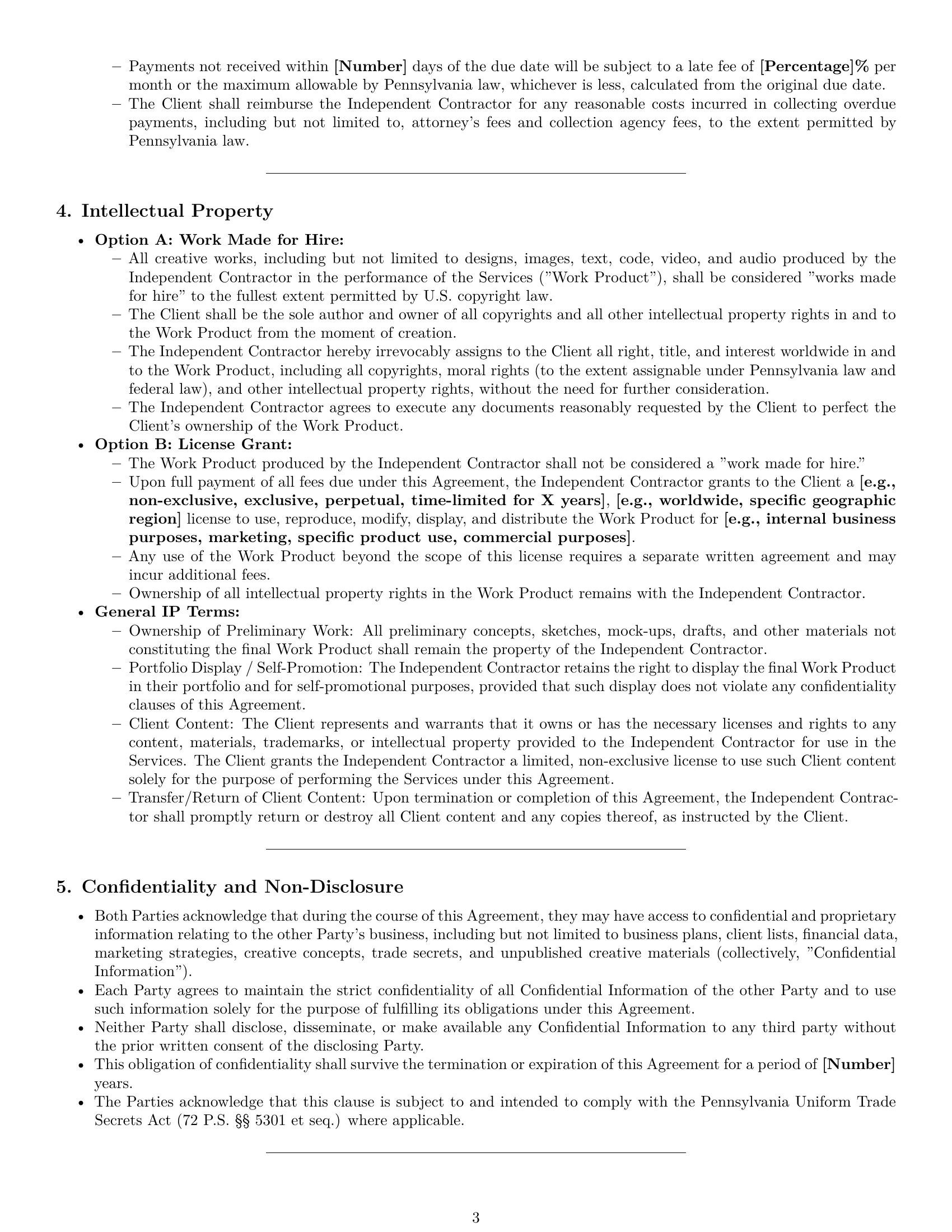 Preview page 3 of Pro Pennsylvania creative independent contractor agreement template