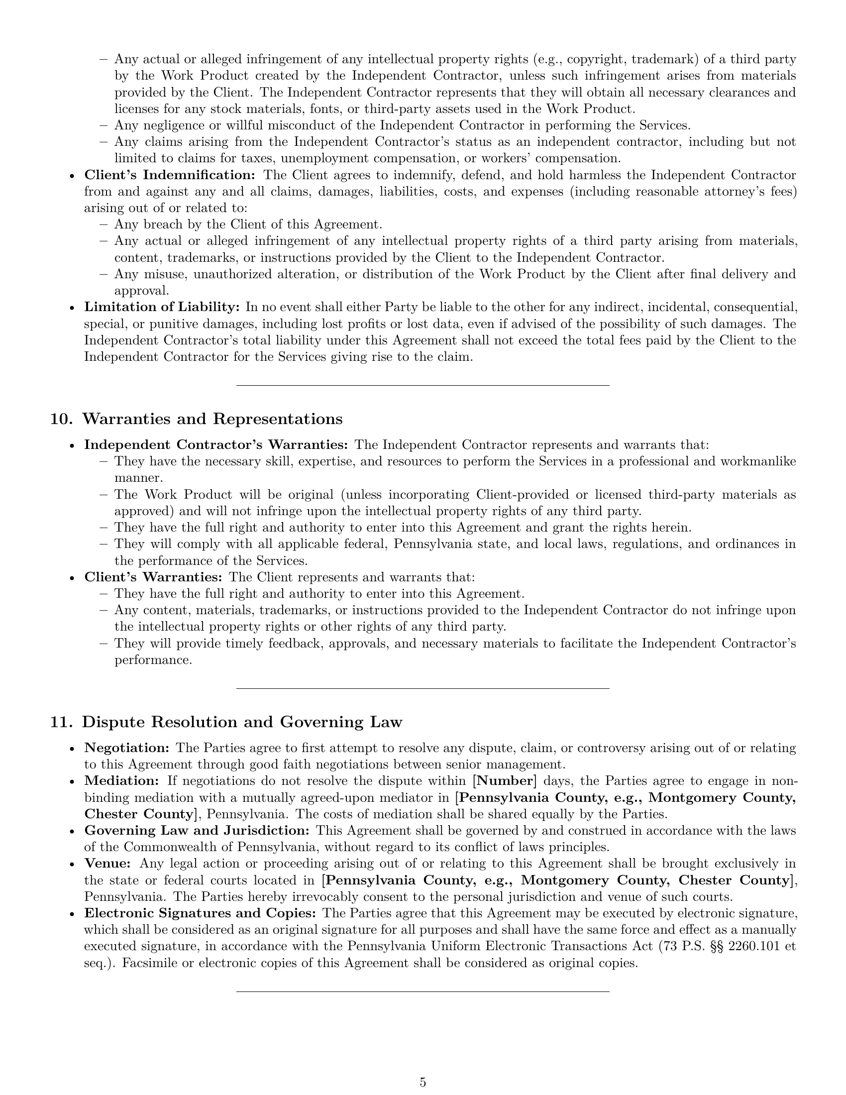 Preview page 5 of Pro Pennsylvania creative independent contractor agreement template