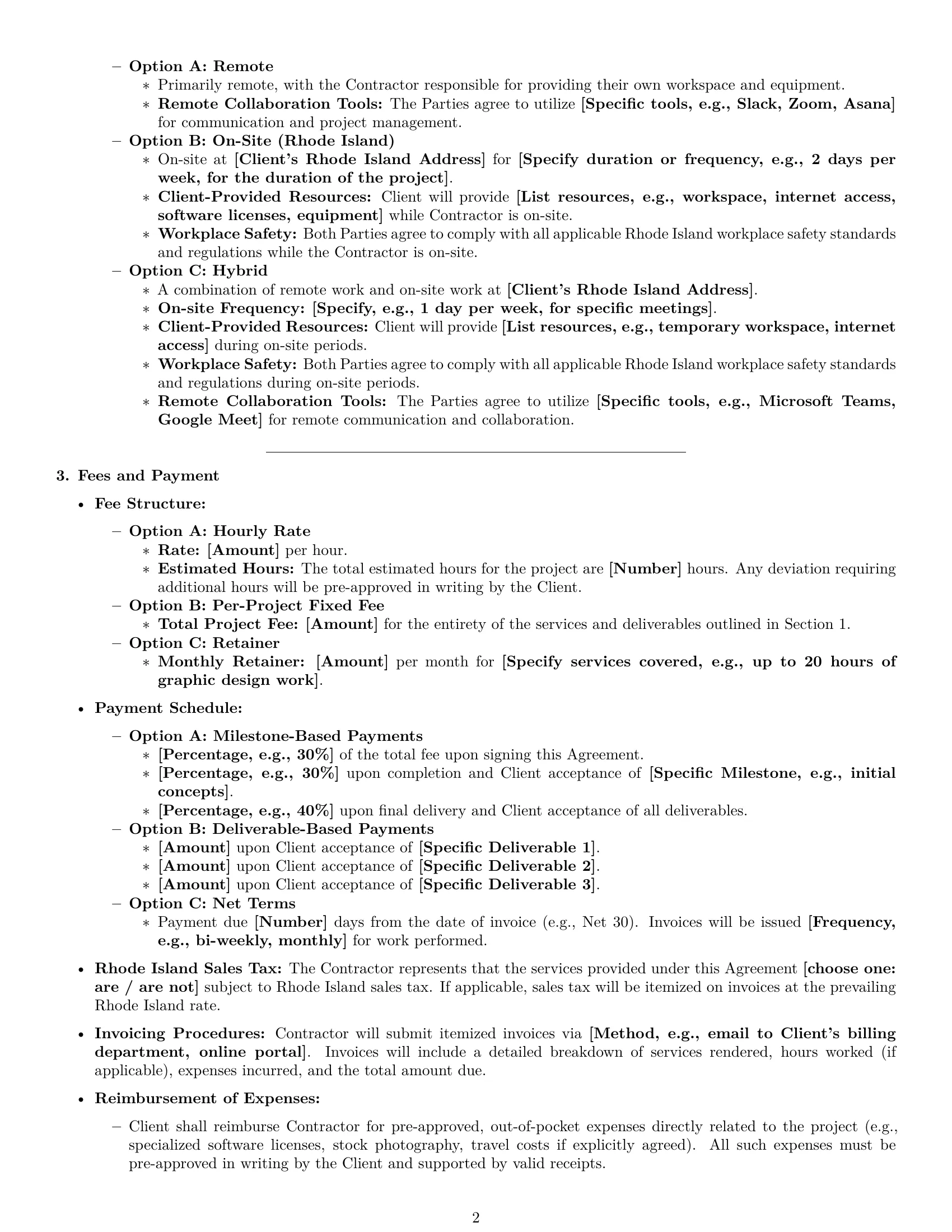 Preview page 2 of Pro Rhode Island creative independent contractor agreement template