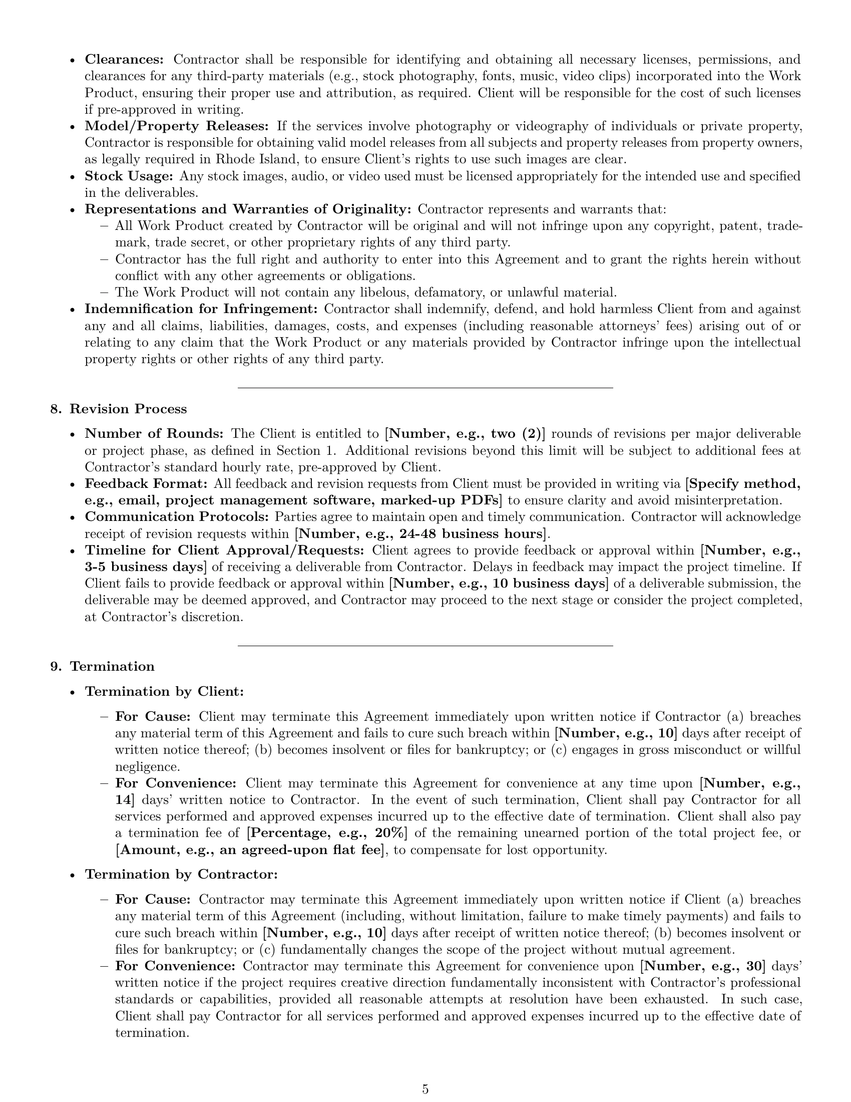 Preview page 5 of Pro Rhode Island creative independent contractor agreement template