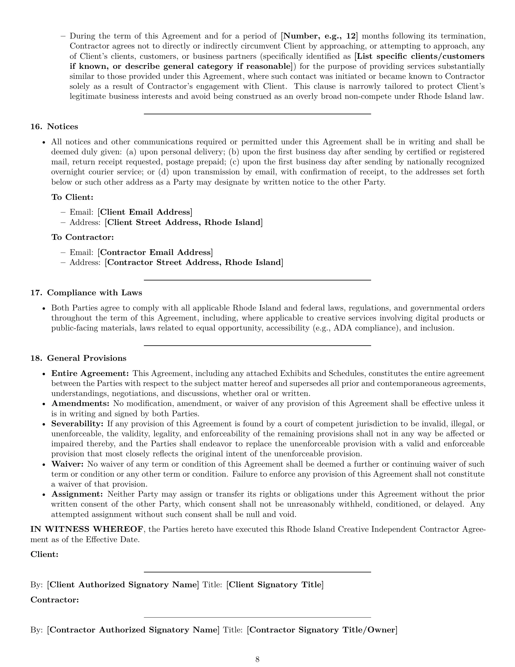 Preview page 8 of Pro Rhode Island creative independent contractor agreement template