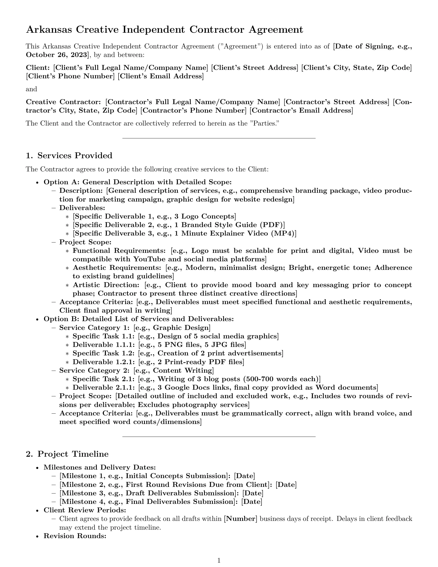 Preview page 1 of Pro Arkansas creative independent contractor agreement template