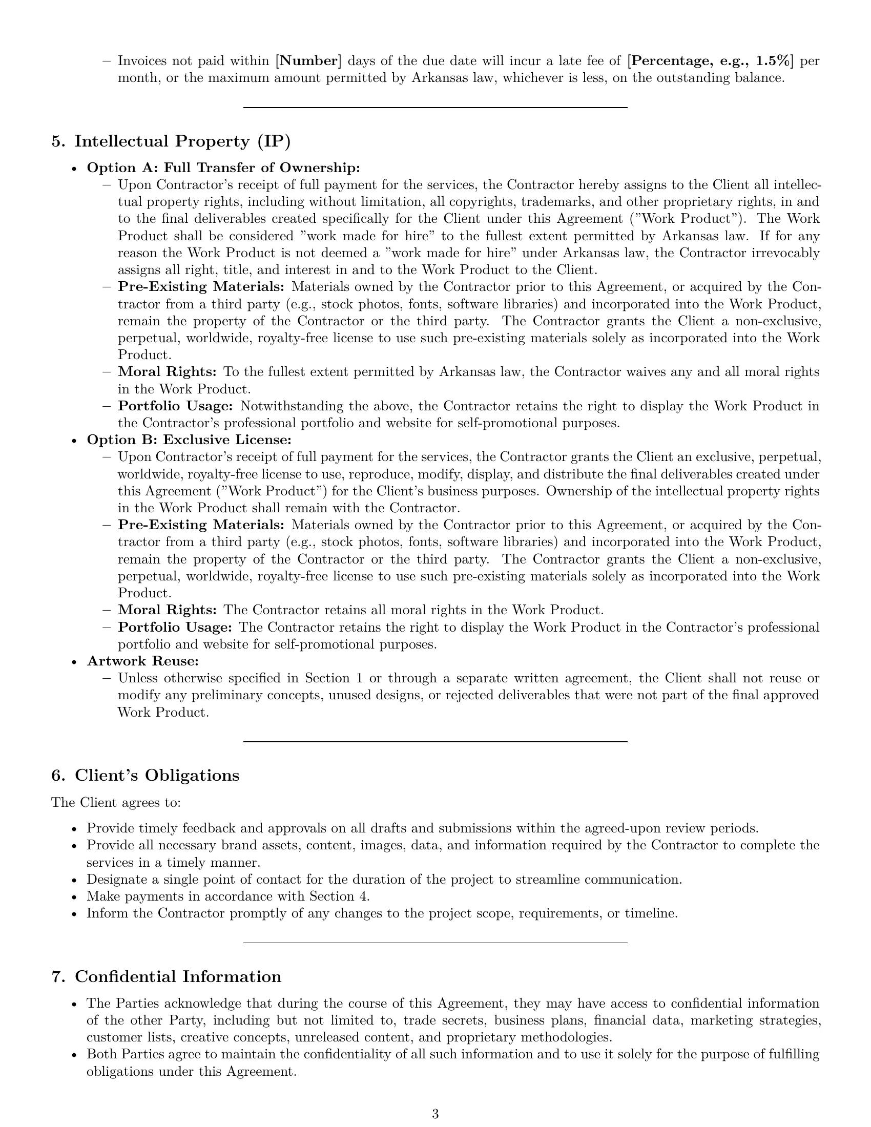 Preview page 3 of Pro Arkansas creative independent contractor agreement template