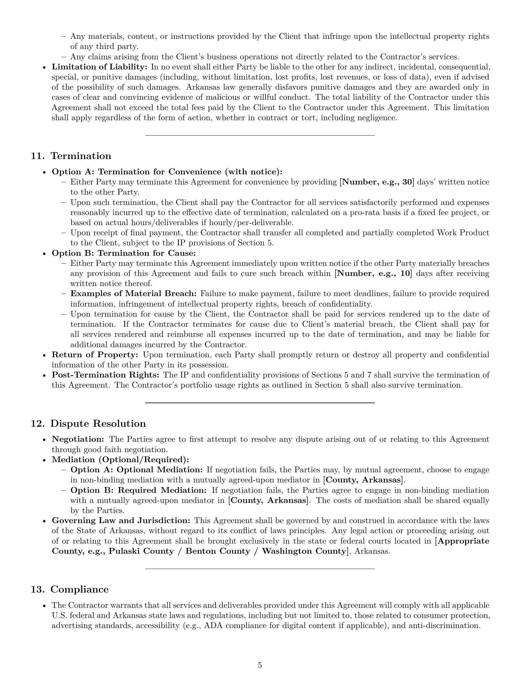 Preview page 5 of Pro Arkansas creative independent contractor agreement template
