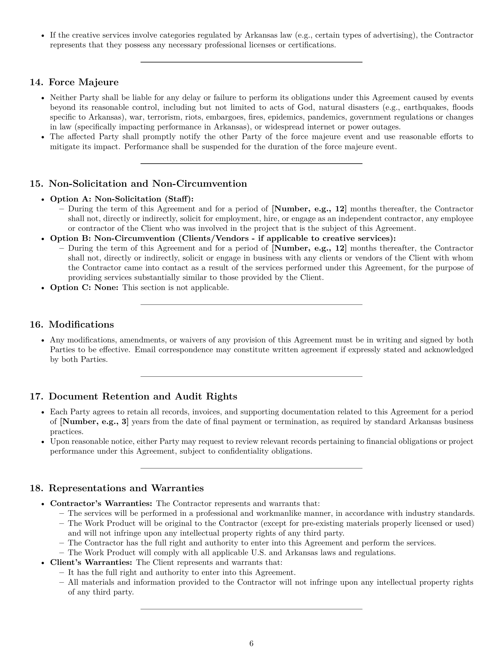 Preview page 6 of Pro Arkansas creative independent contractor agreement template