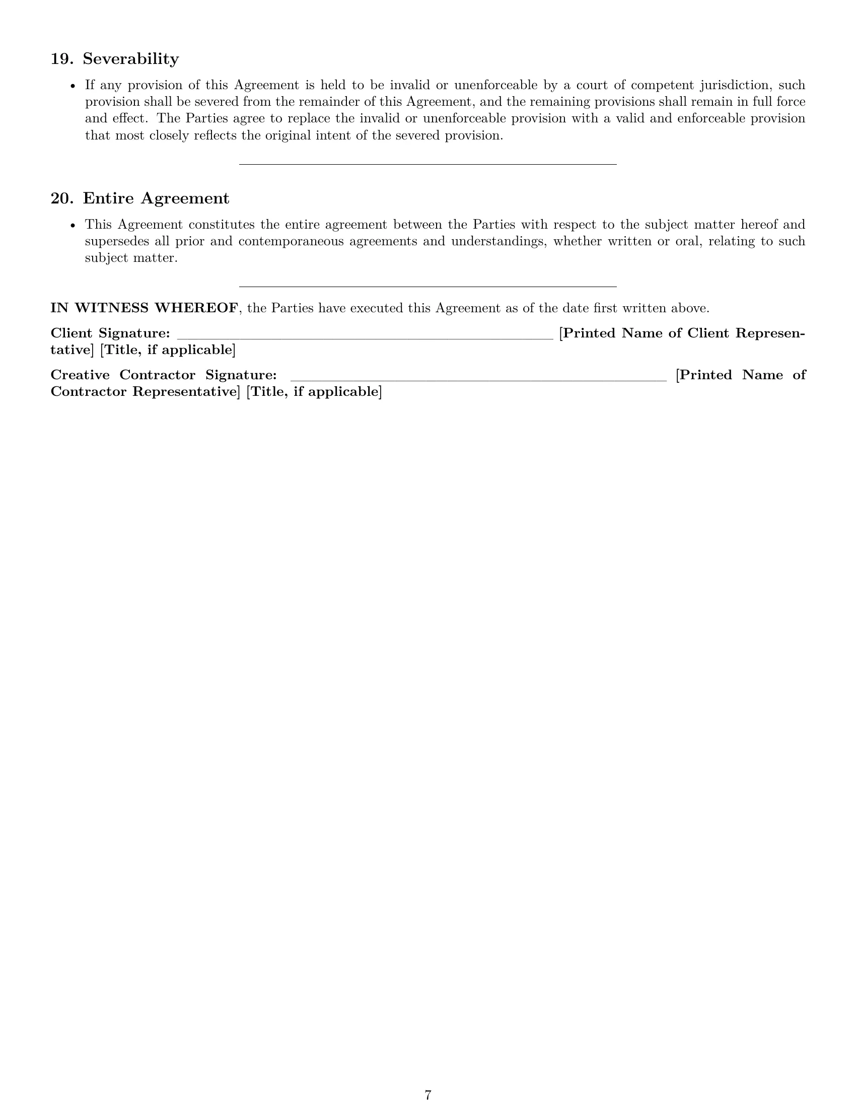 Preview page 7 of Pro Arkansas creative independent contractor agreement template