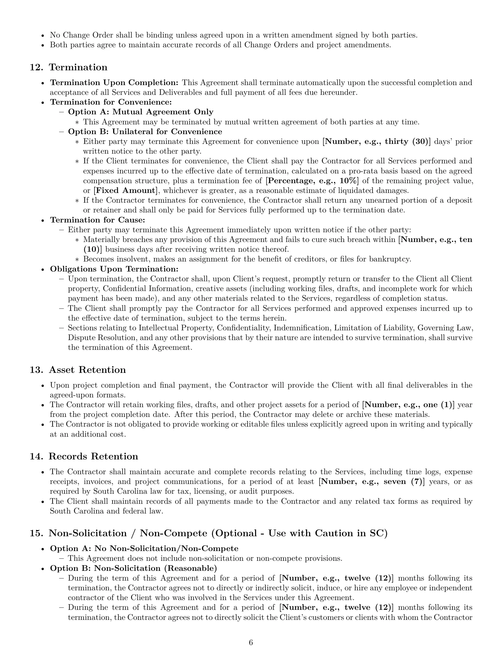 Preview page 6 of Pro South Carolina creative independent contractor agreement template