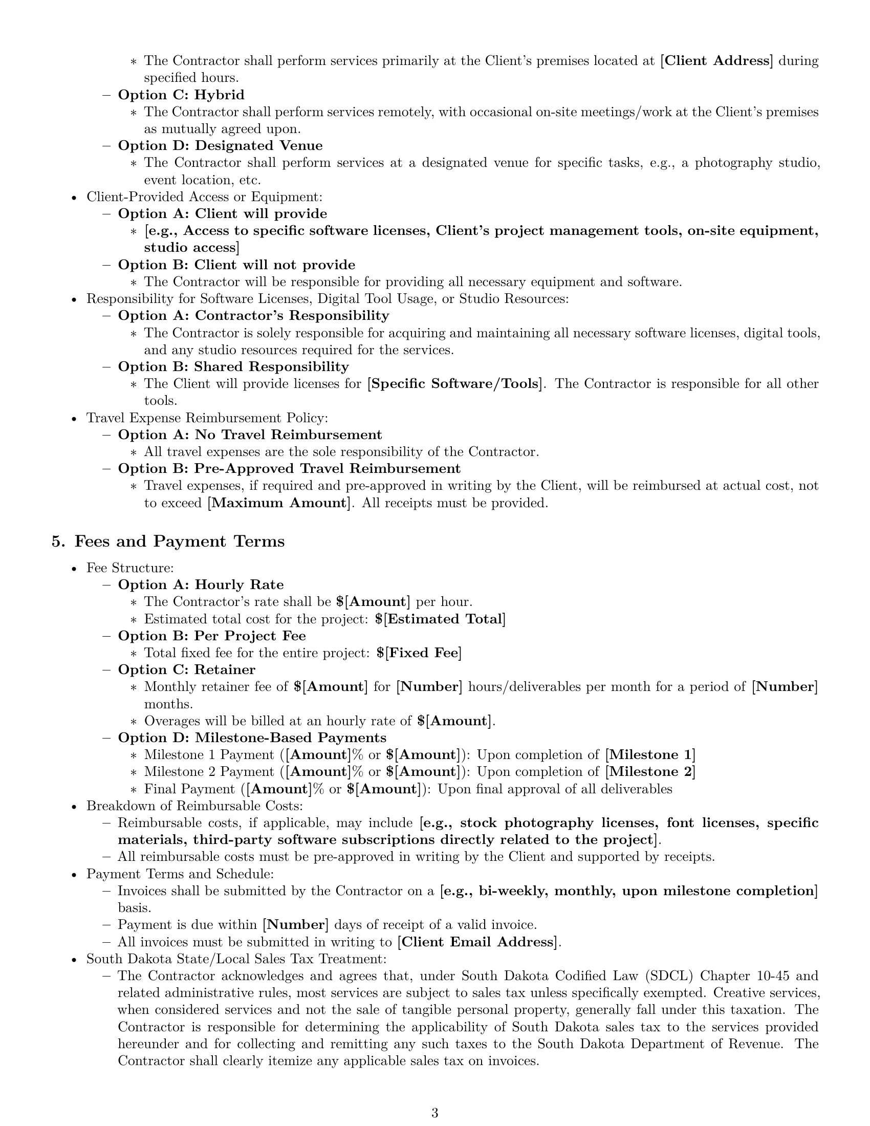 Preview page 3 of Pro South Dakota creative independent contractor agreement template