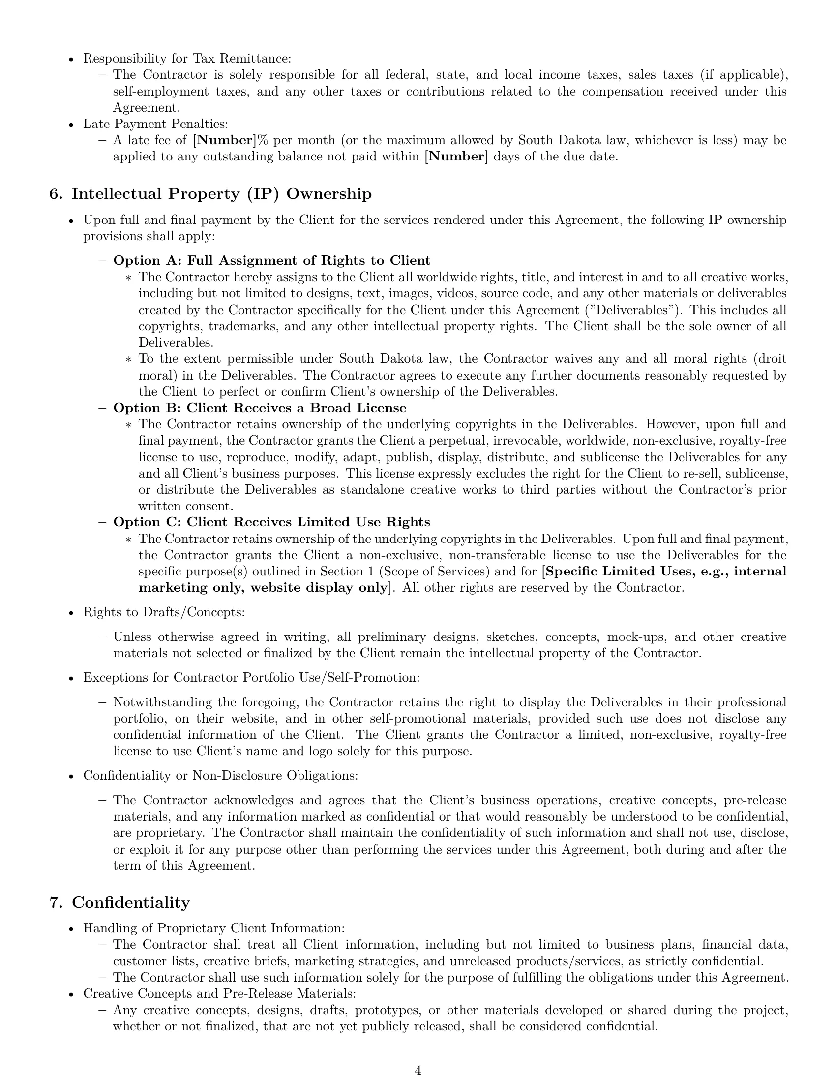 Preview page 4 of Pro South Dakota creative independent contractor agreement template