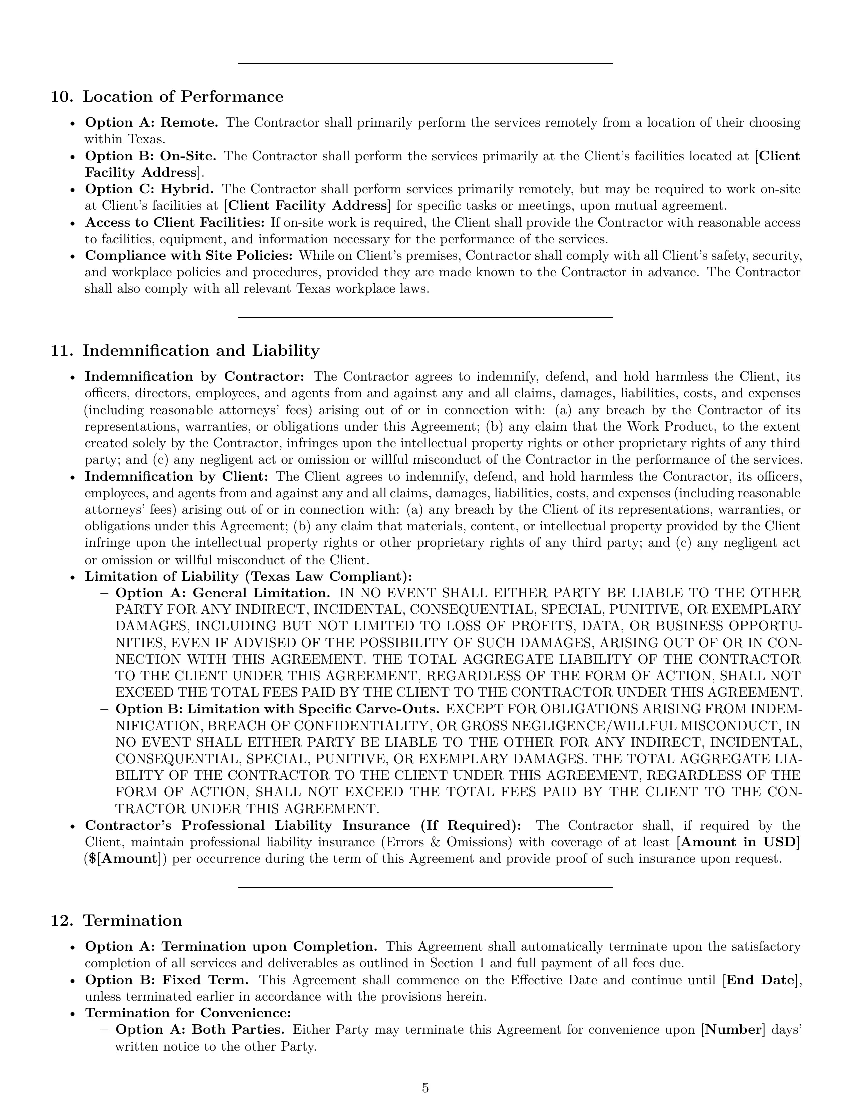 Preview page 5 of Pro Texas creative independent contractor agreement template