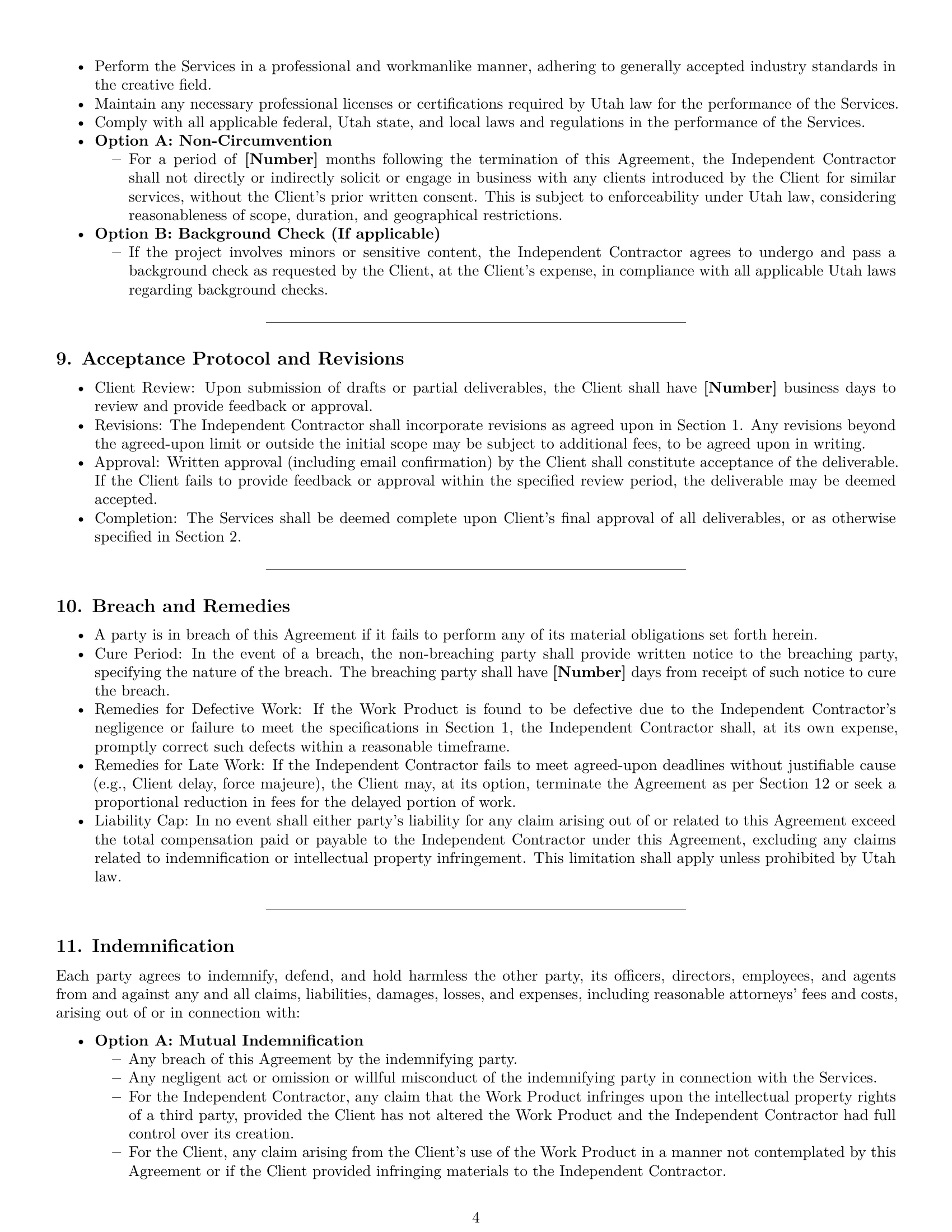 Preview page 4 of Pro Utah creative independent contractor agreement template