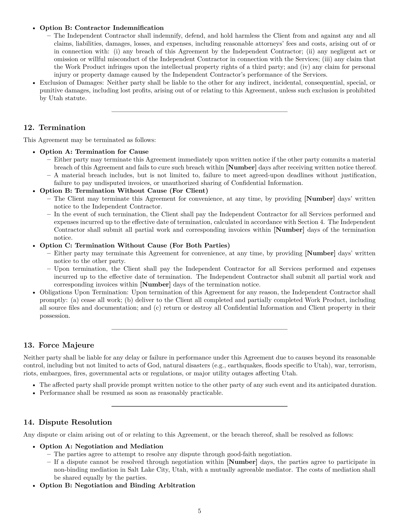 Preview page 5 of Pro Utah creative independent contractor agreement template
