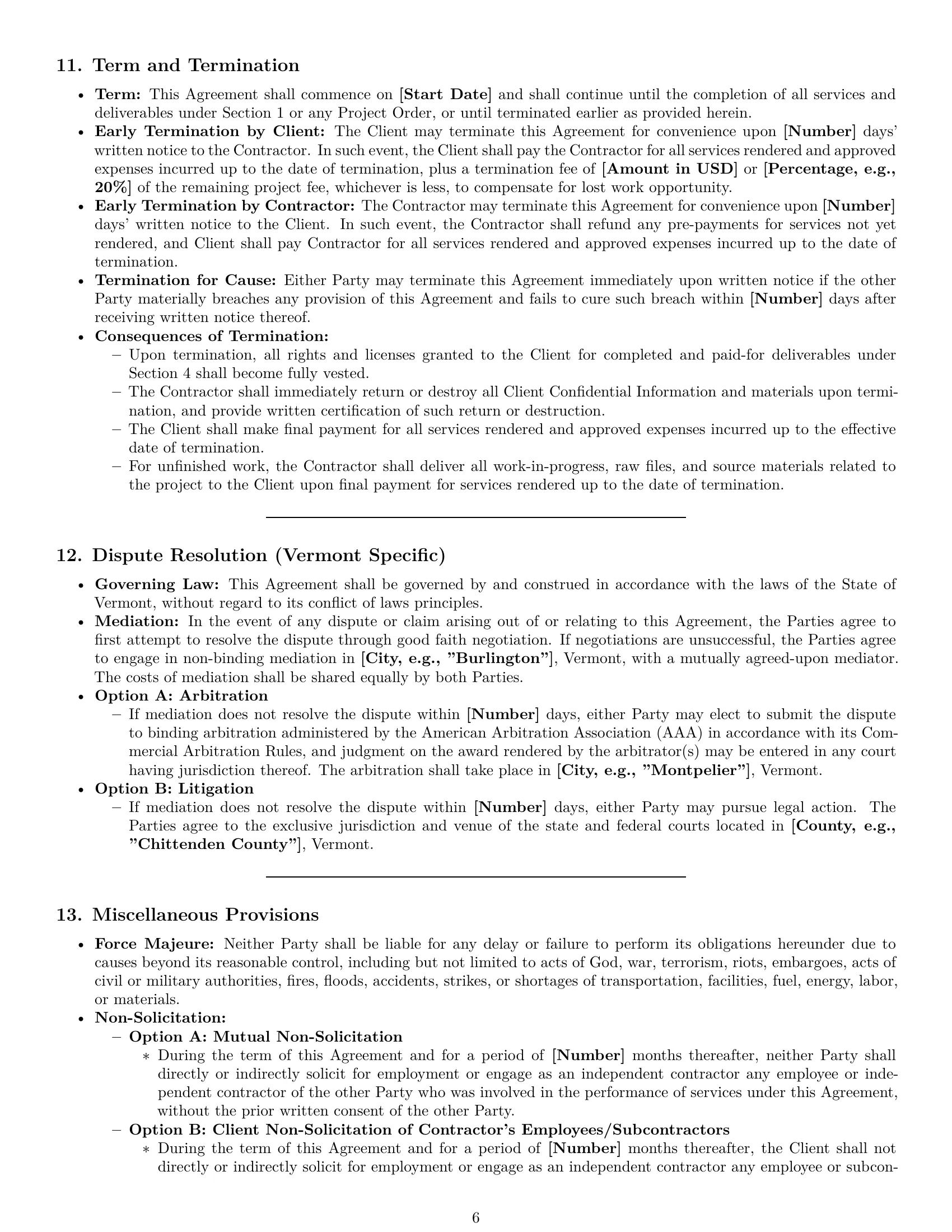 Preview page 6 of Pro Vermont creative independent contractor agreement template
