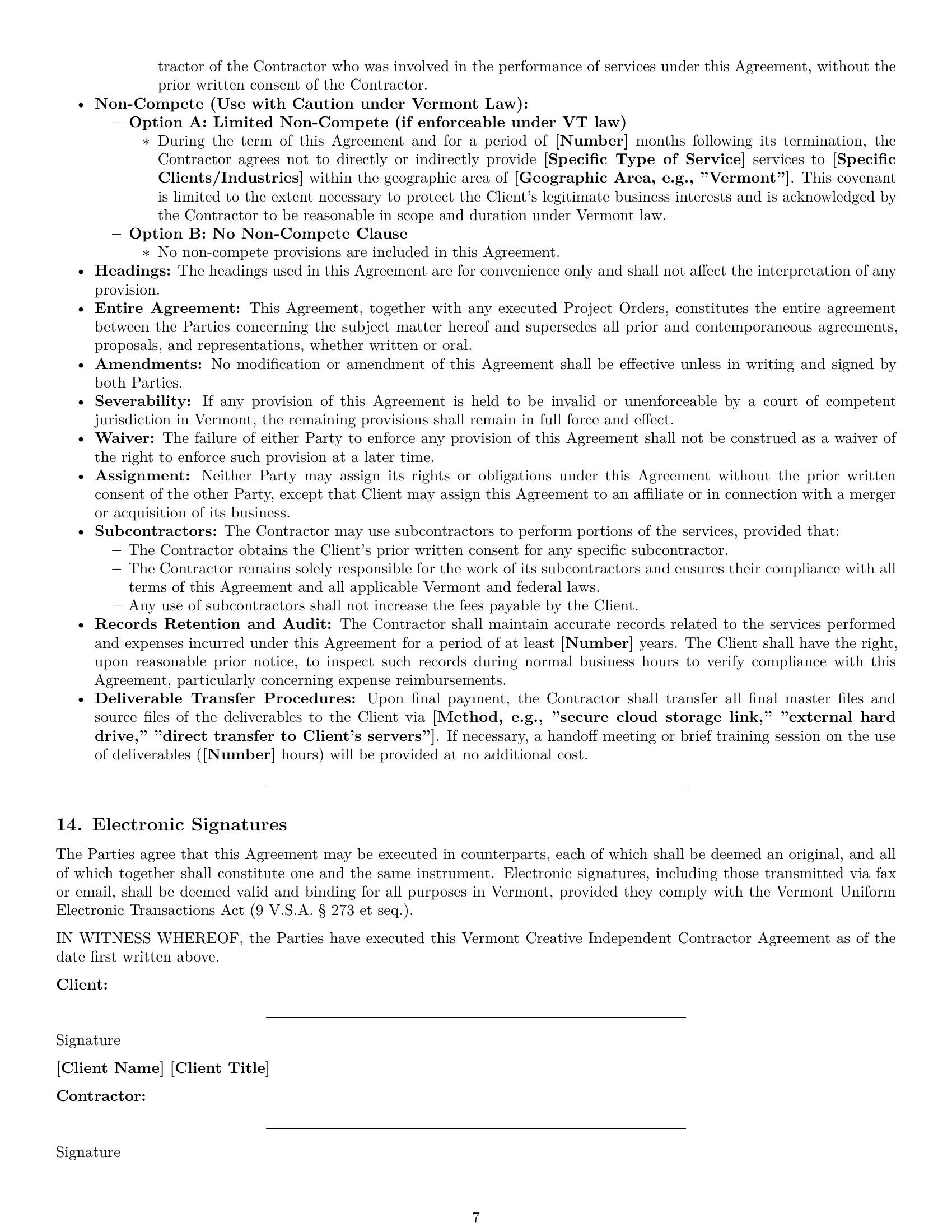 Preview page 7 of Pro Vermont creative independent contractor agreement template