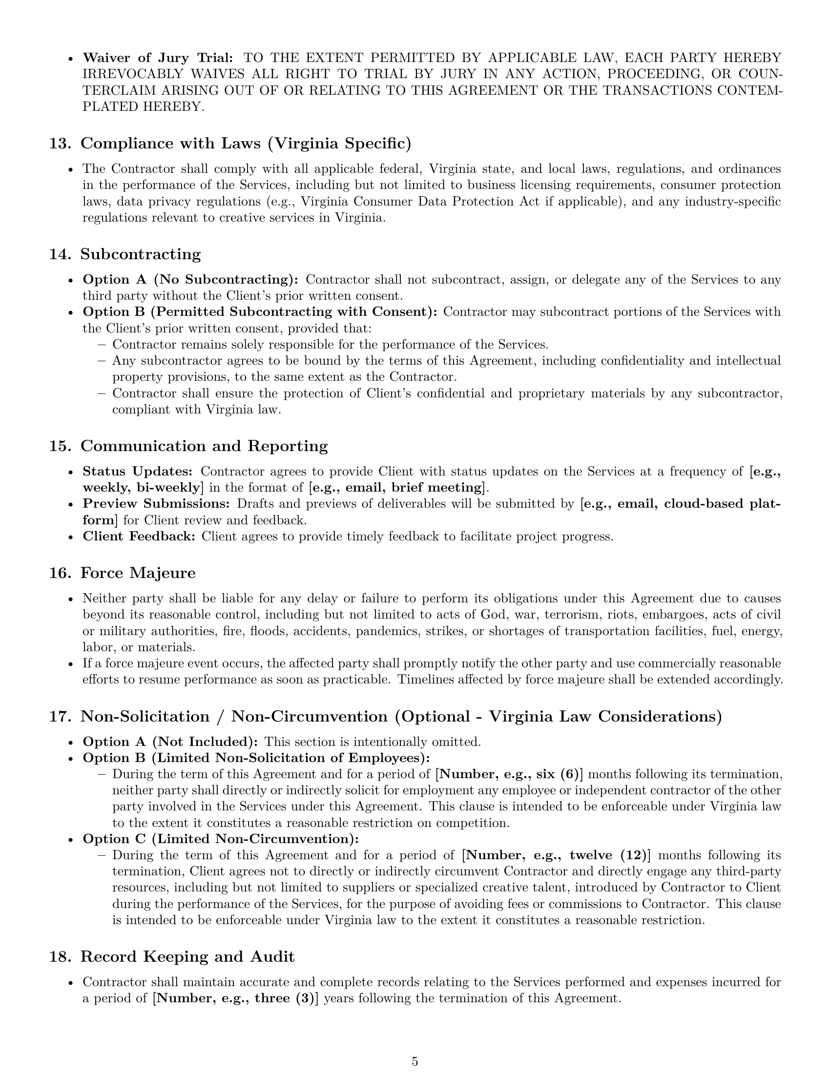 Preview page 5 of Pro Virginia creative independent contractor agreement template