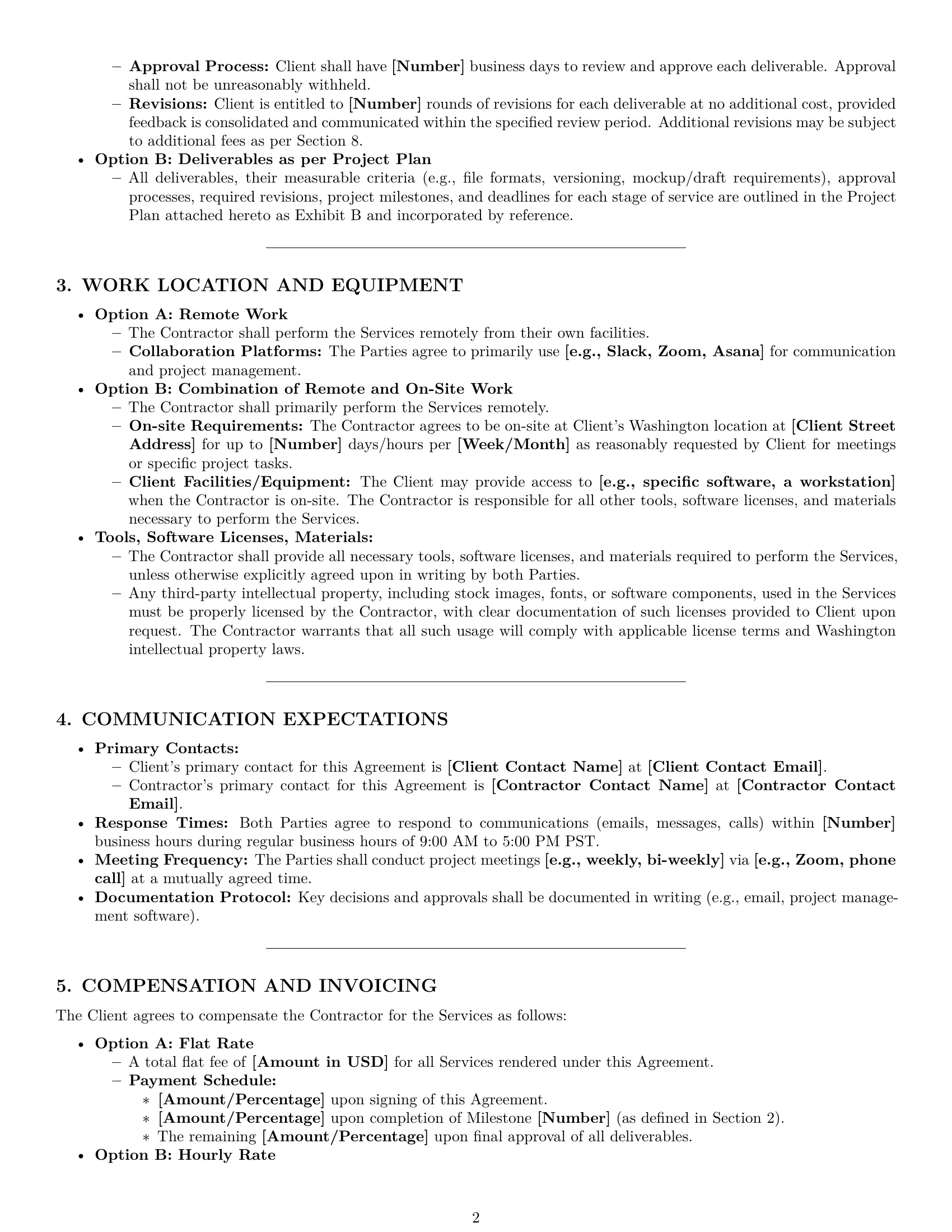Preview page 2 of Pro Washington creative independent contractor agreement template