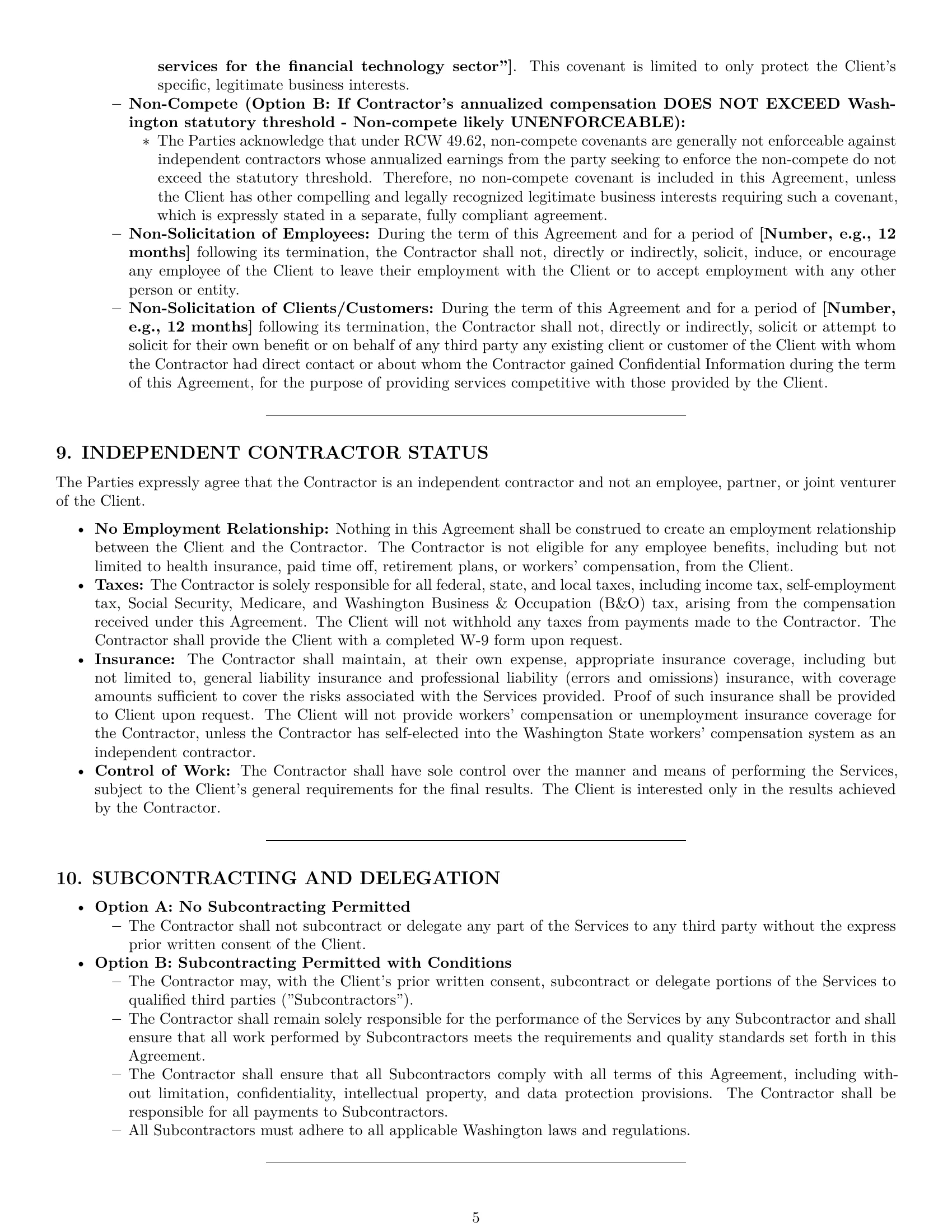 Preview page 5 of Pro Washington creative independent contractor agreement template