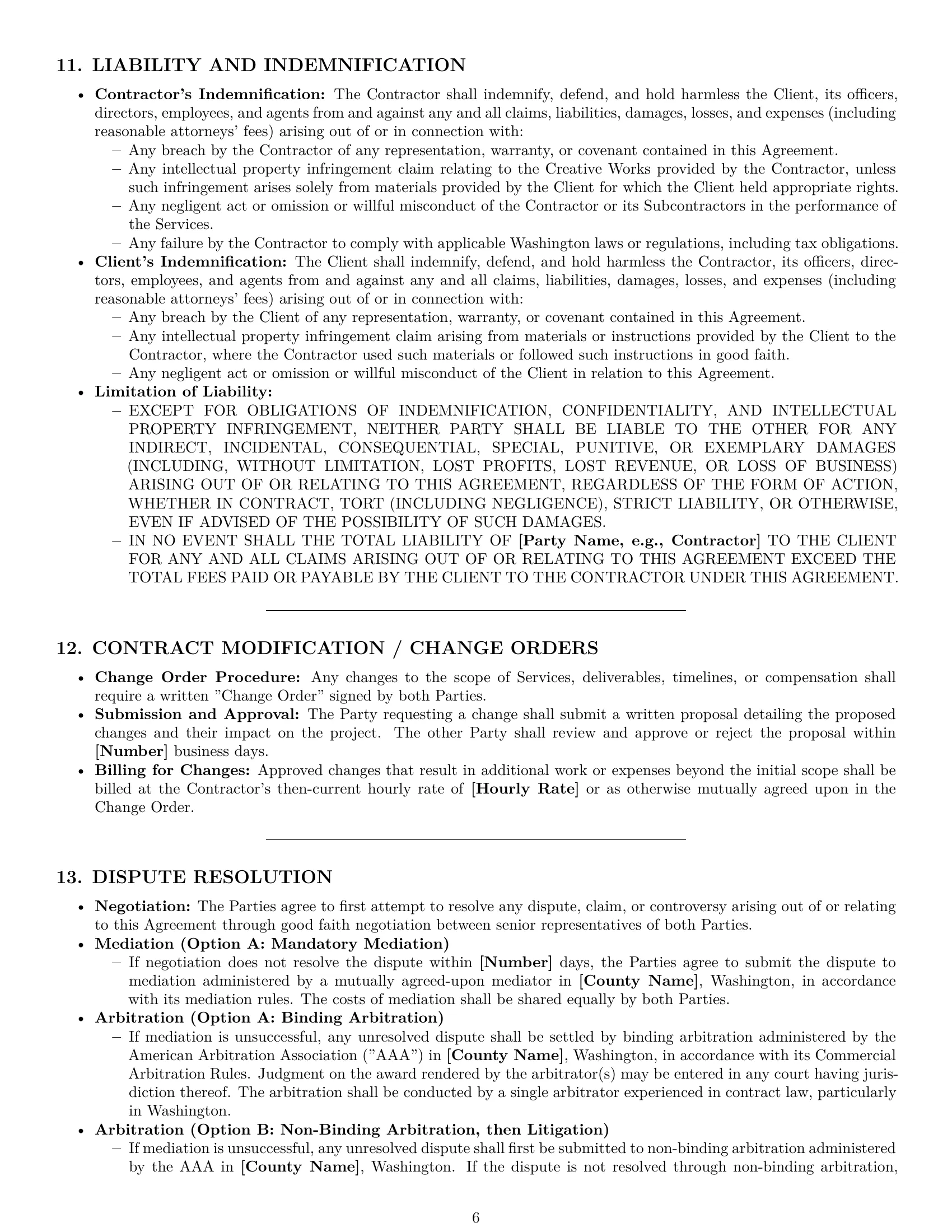 Preview page 6 of Pro Washington creative independent contractor agreement template