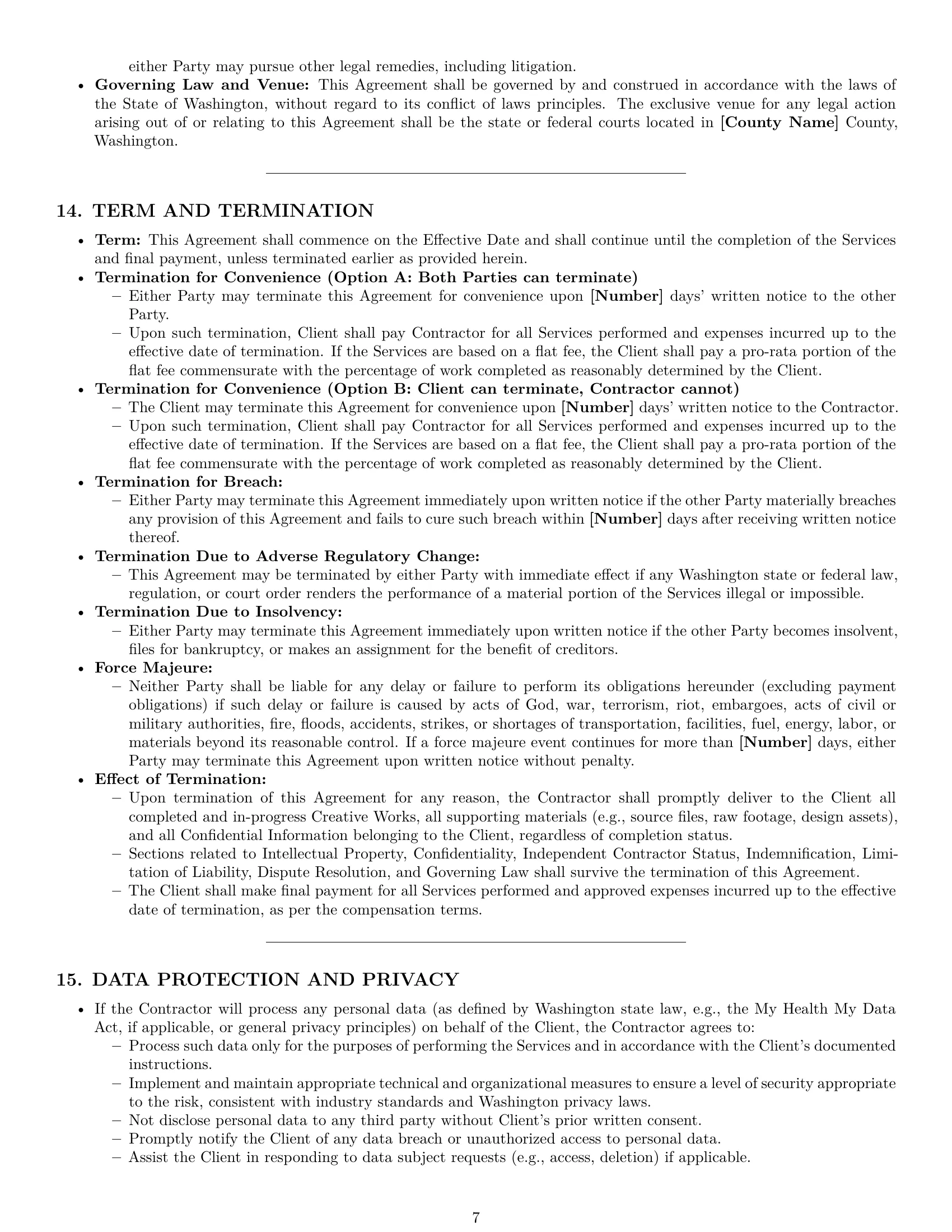 Preview page 7 of Pro Washington creative independent contractor agreement template