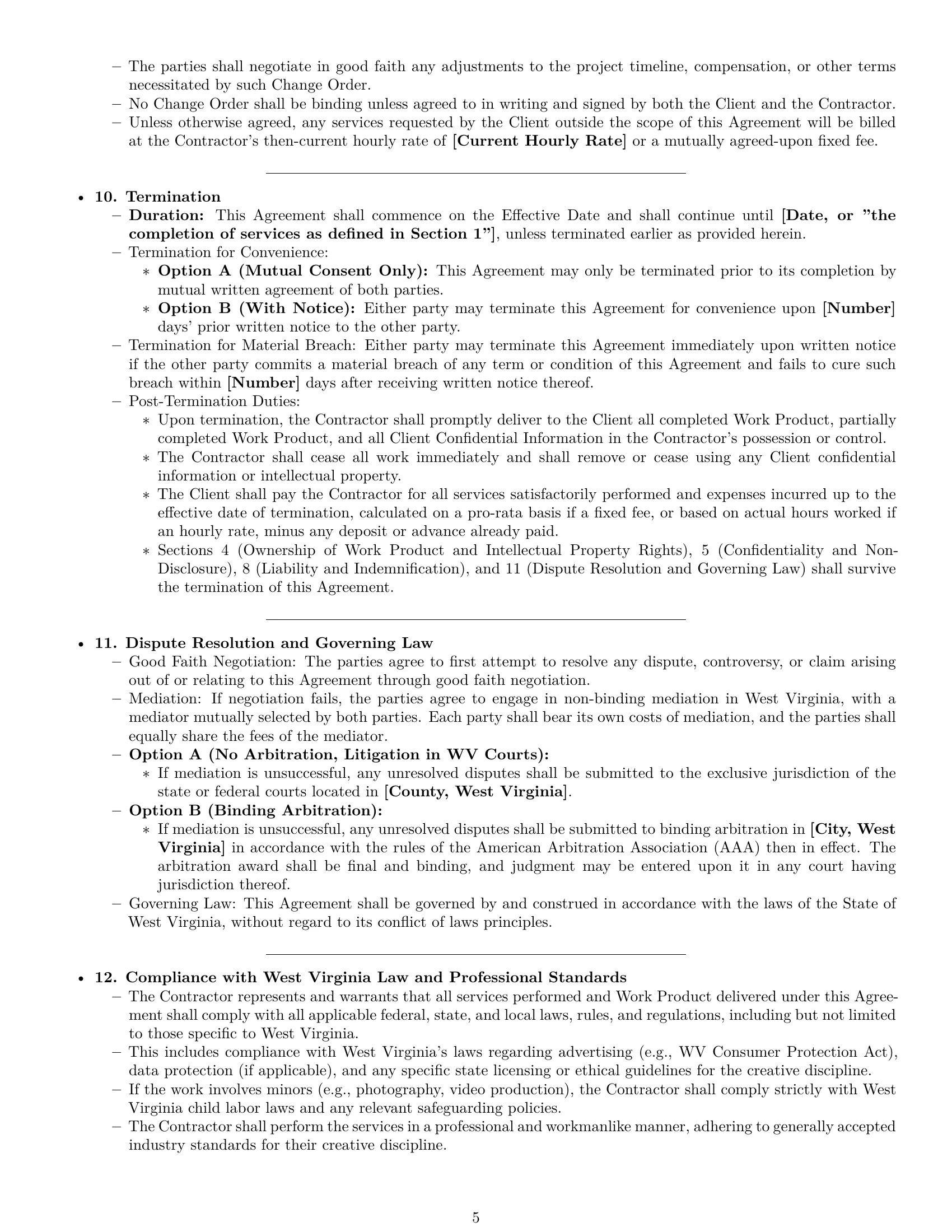 Preview page 5 of Pro West Virginia creative independent contractor agreement template