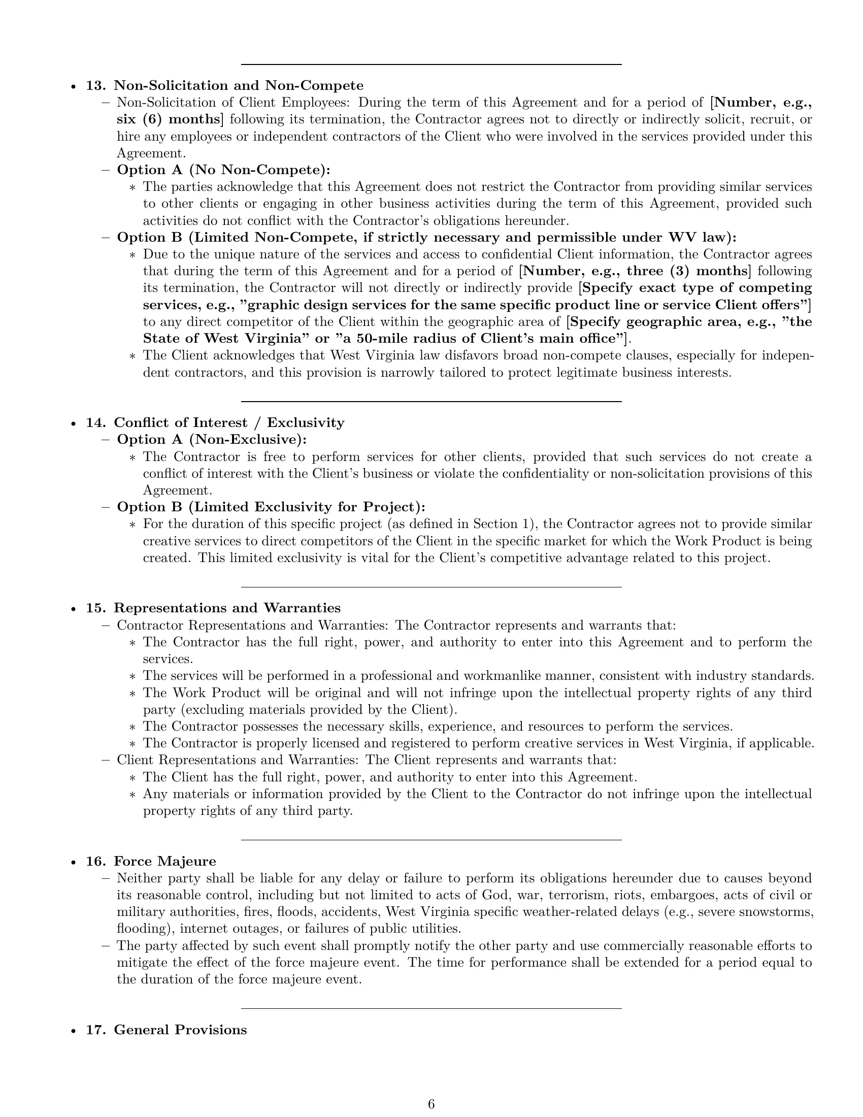 Preview page 6 of Pro West Virginia creative independent contractor agreement template