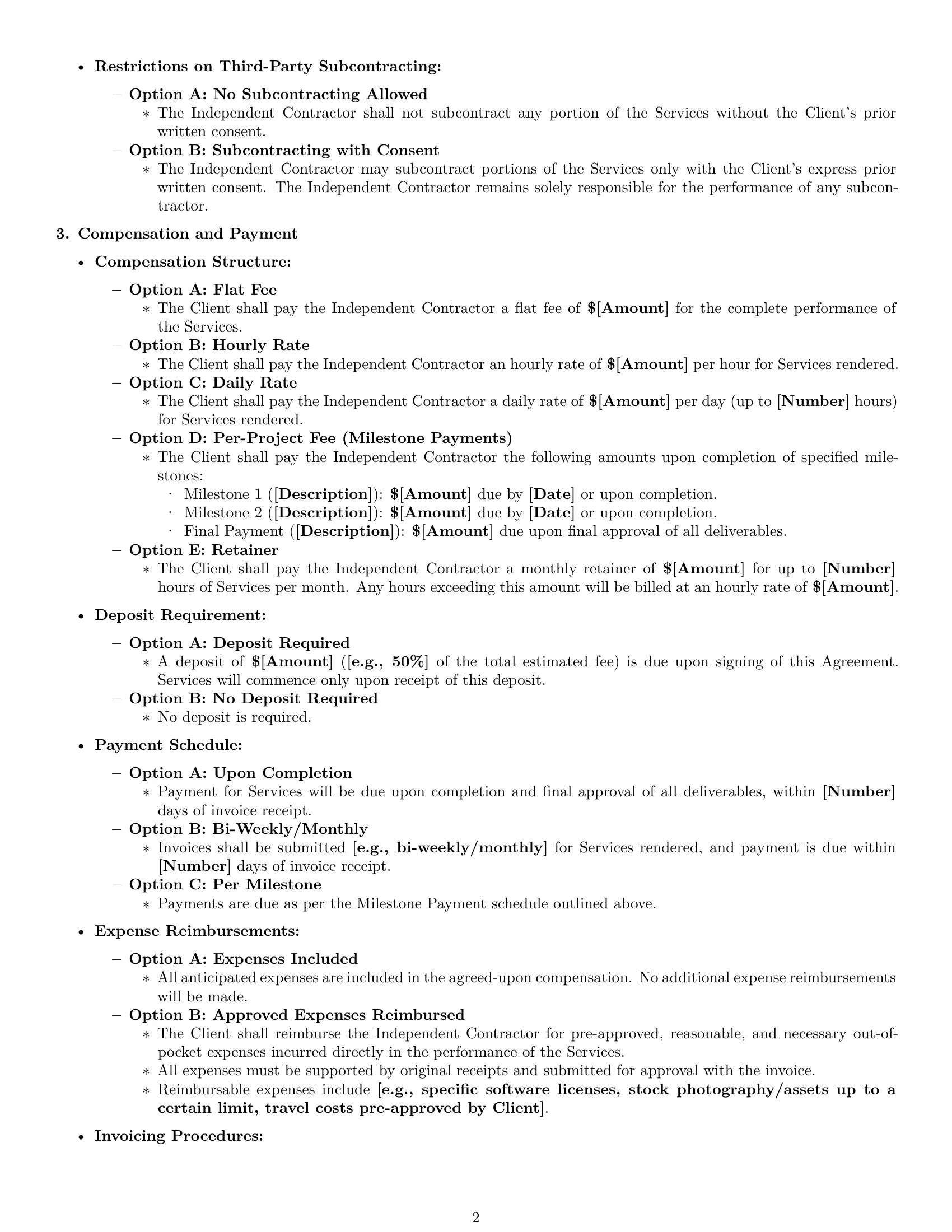 Preview page 2 of Pro California creative independent contractor agreement template
