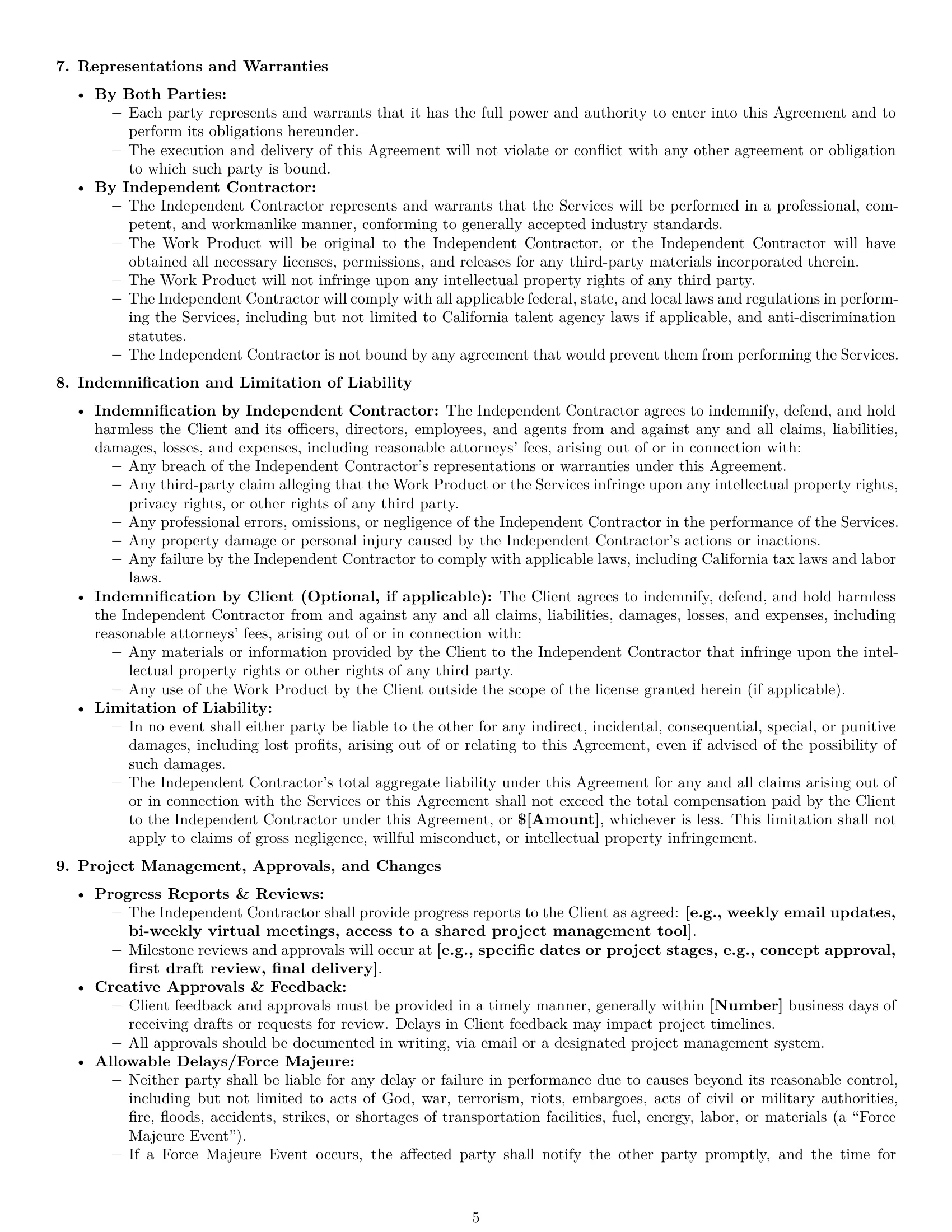 Preview page 5 of Pro California creative independent contractor agreement template
