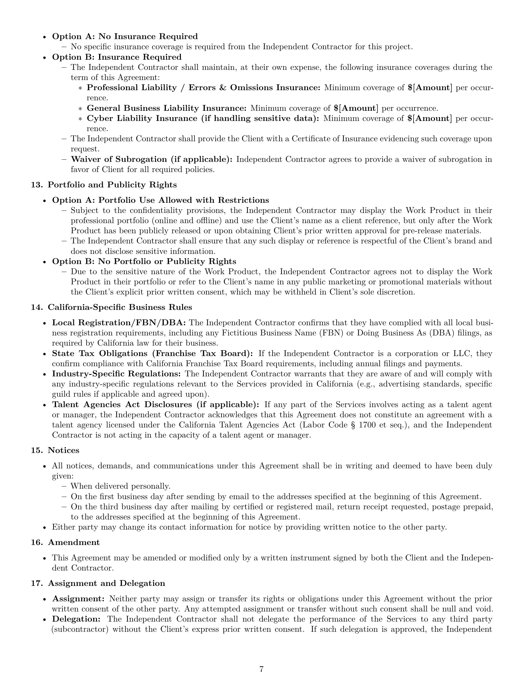 Preview page 7 of Pro California creative independent contractor agreement template