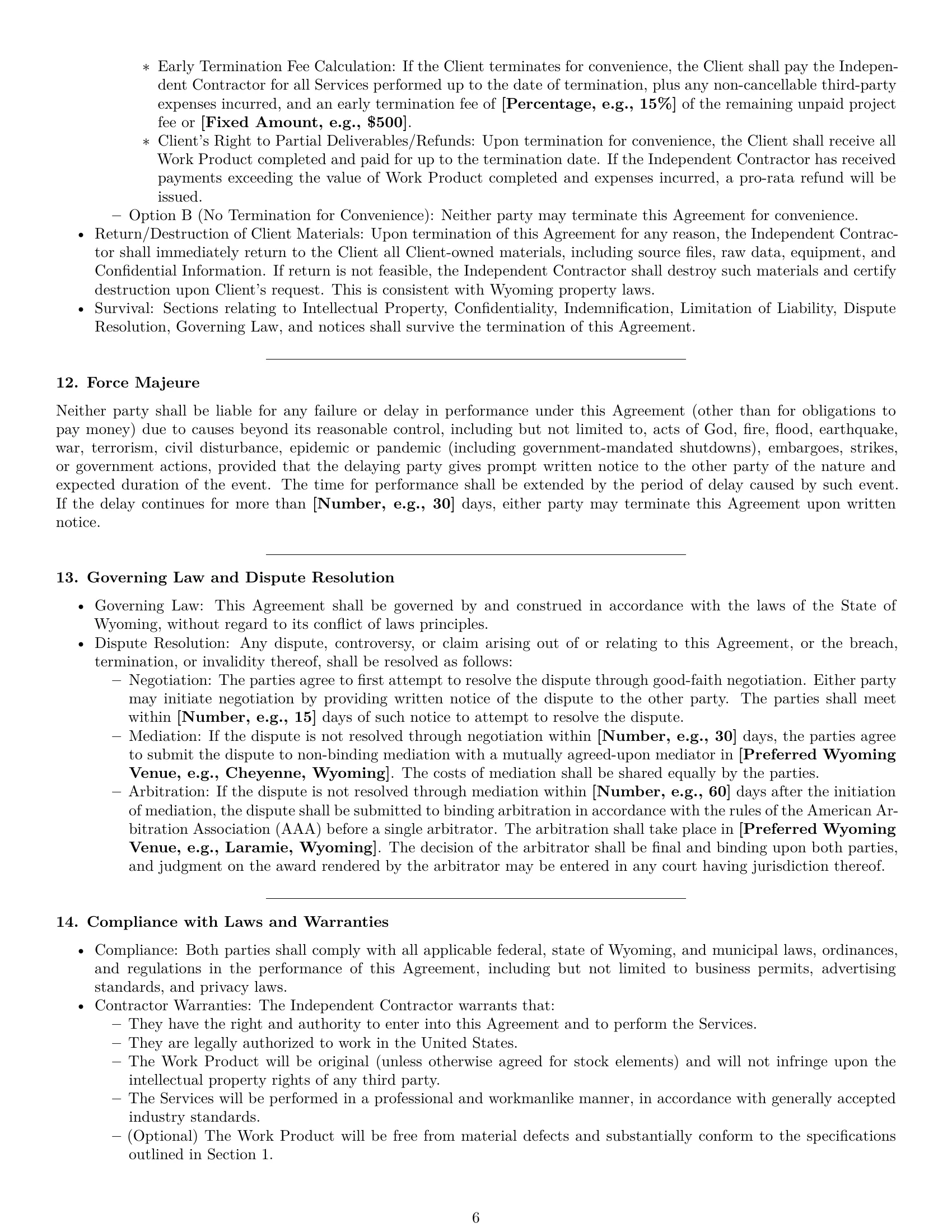 Preview page 6 of Pro Wyoming creative independent contractor agreement template