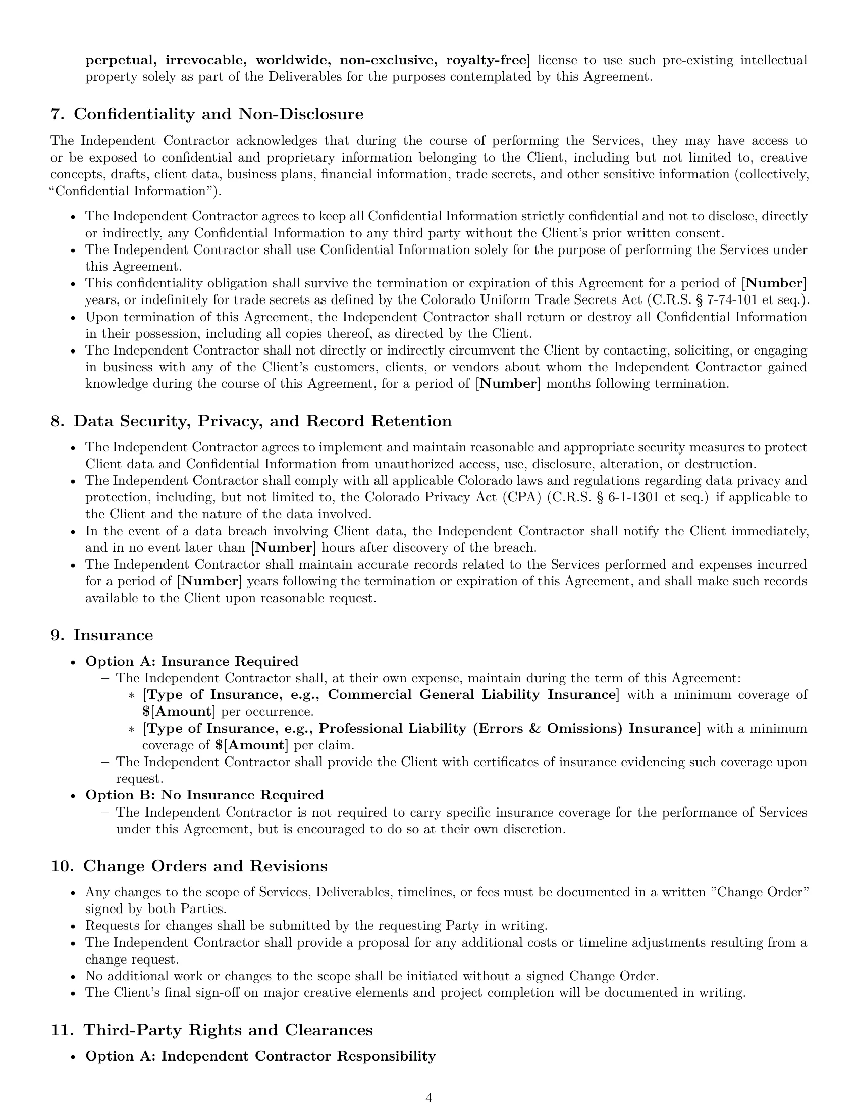Preview page 4 of Pro Colorado creative independent contractor agreement template