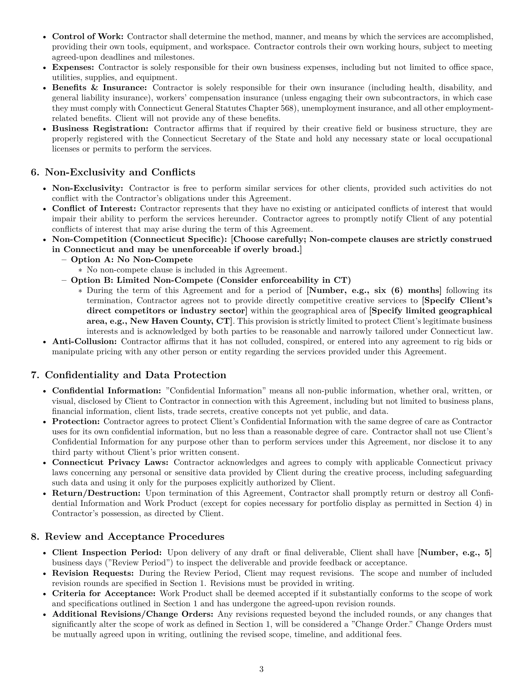Preview page 3 of Pro Connecticut creative independent contractor agreement template
