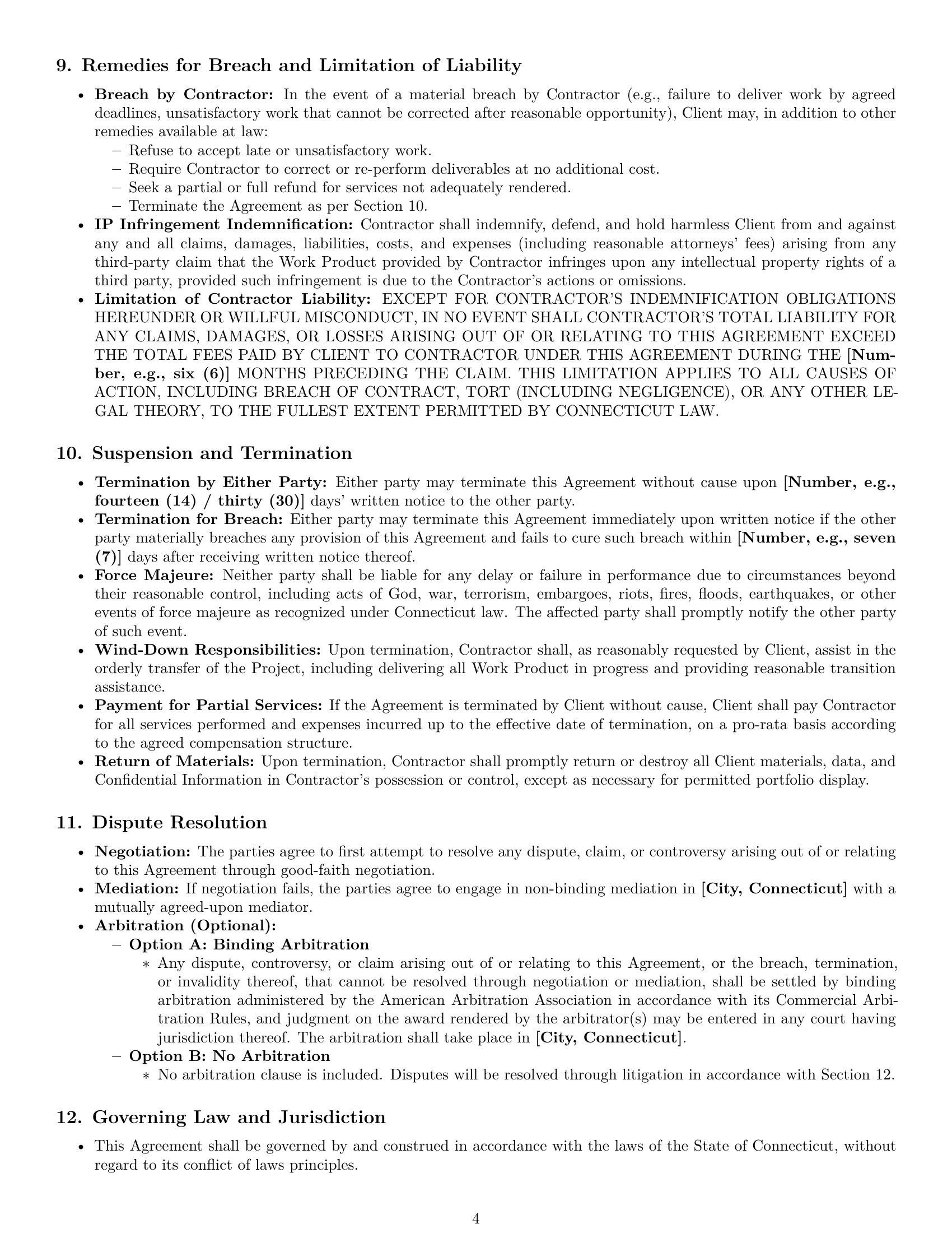Preview page 4 of Pro Connecticut creative independent contractor agreement template
