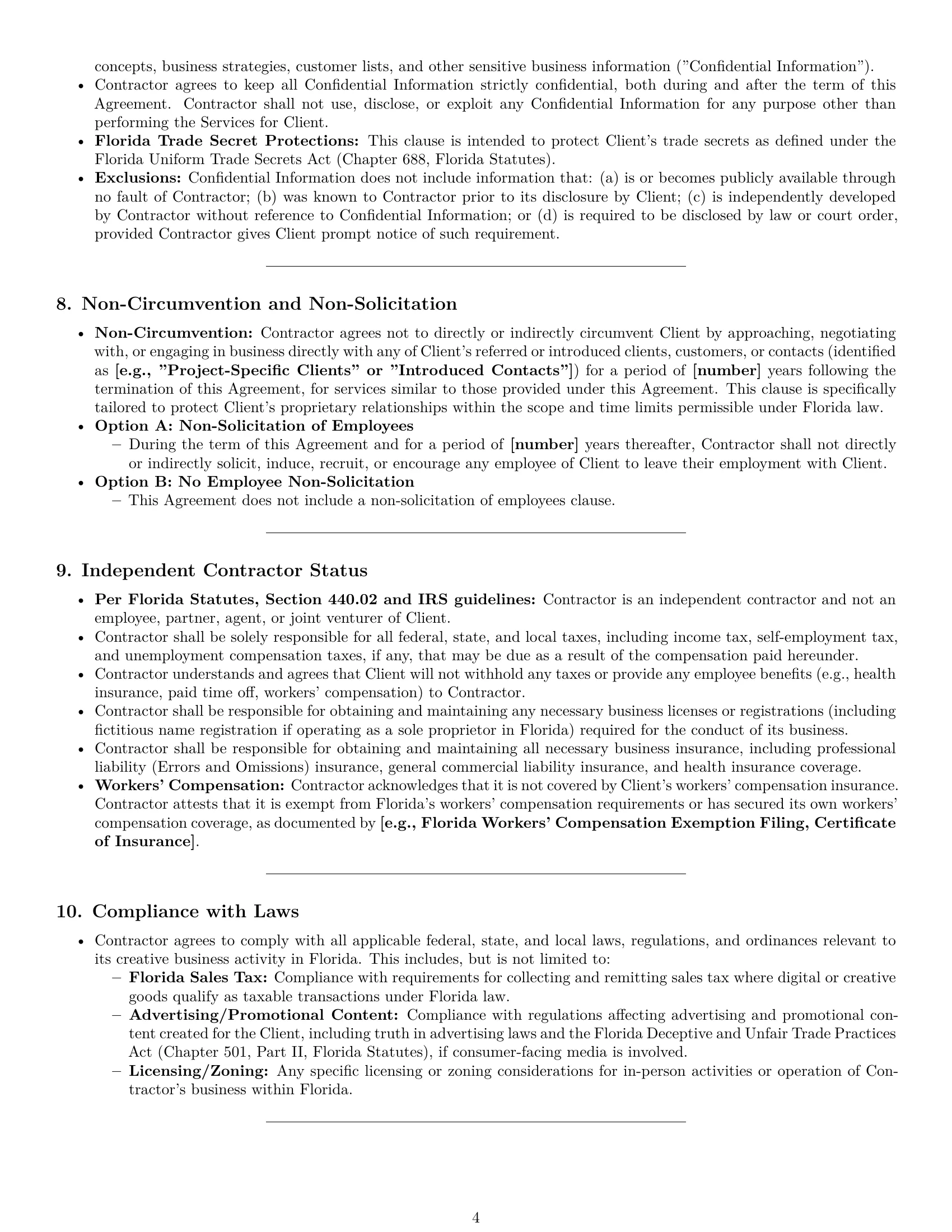 Preview page 4 of Pro Florida creative independent contractor agreement template
