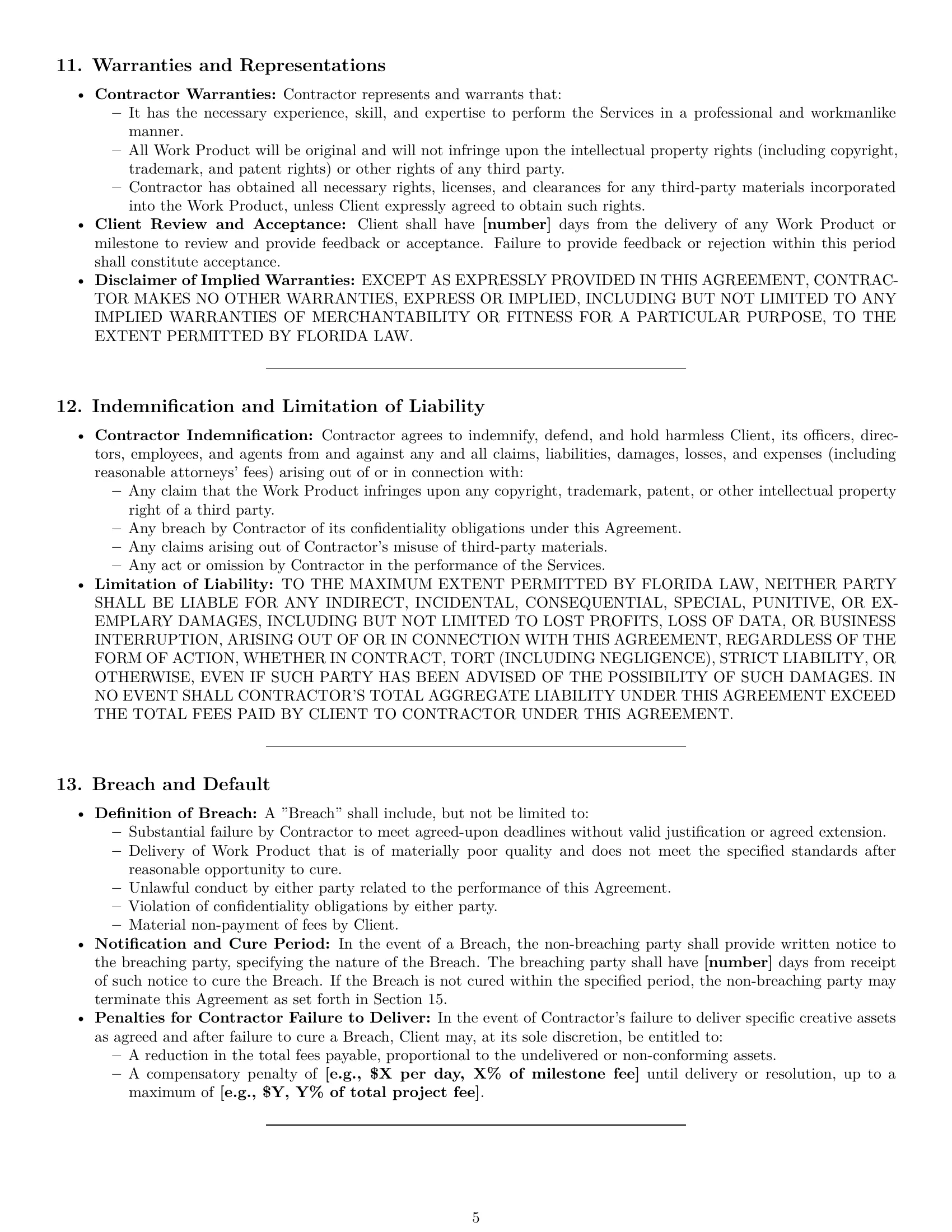Preview page 5 of Pro Florida creative independent contractor agreement template