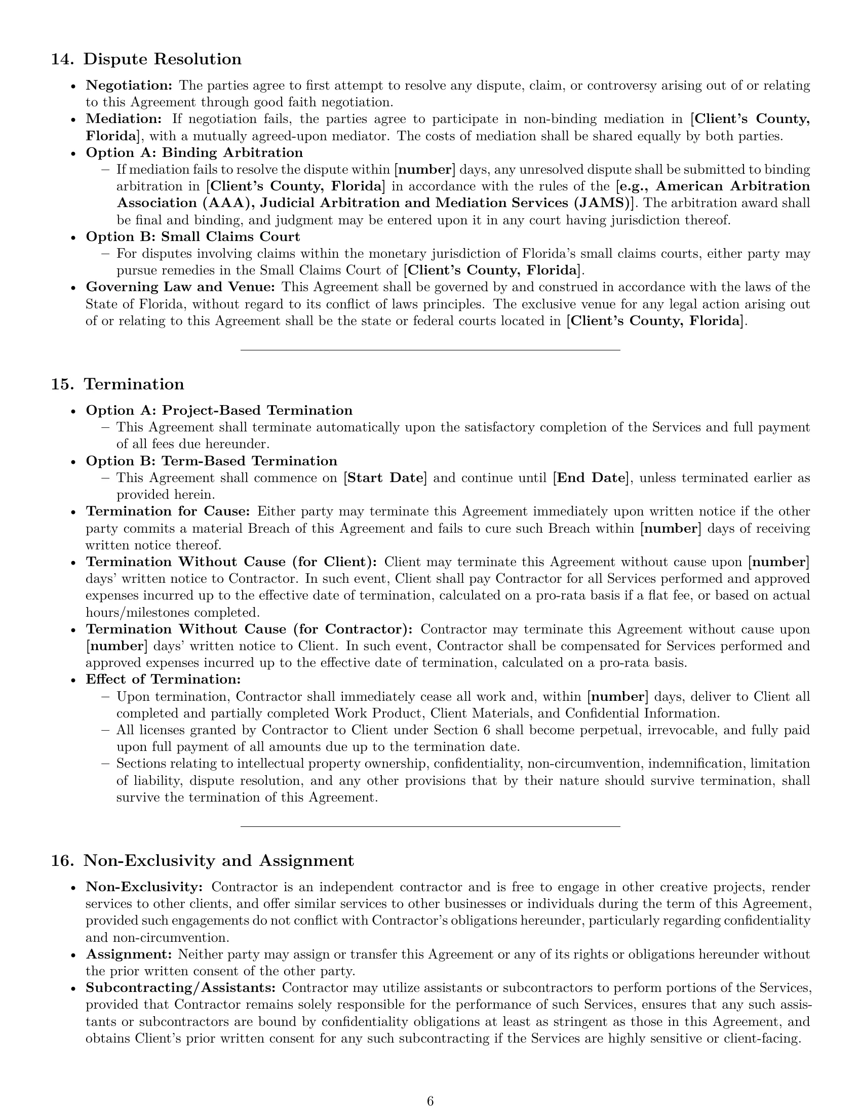 Preview page 6 of Pro Florida creative independent contractor agreement template