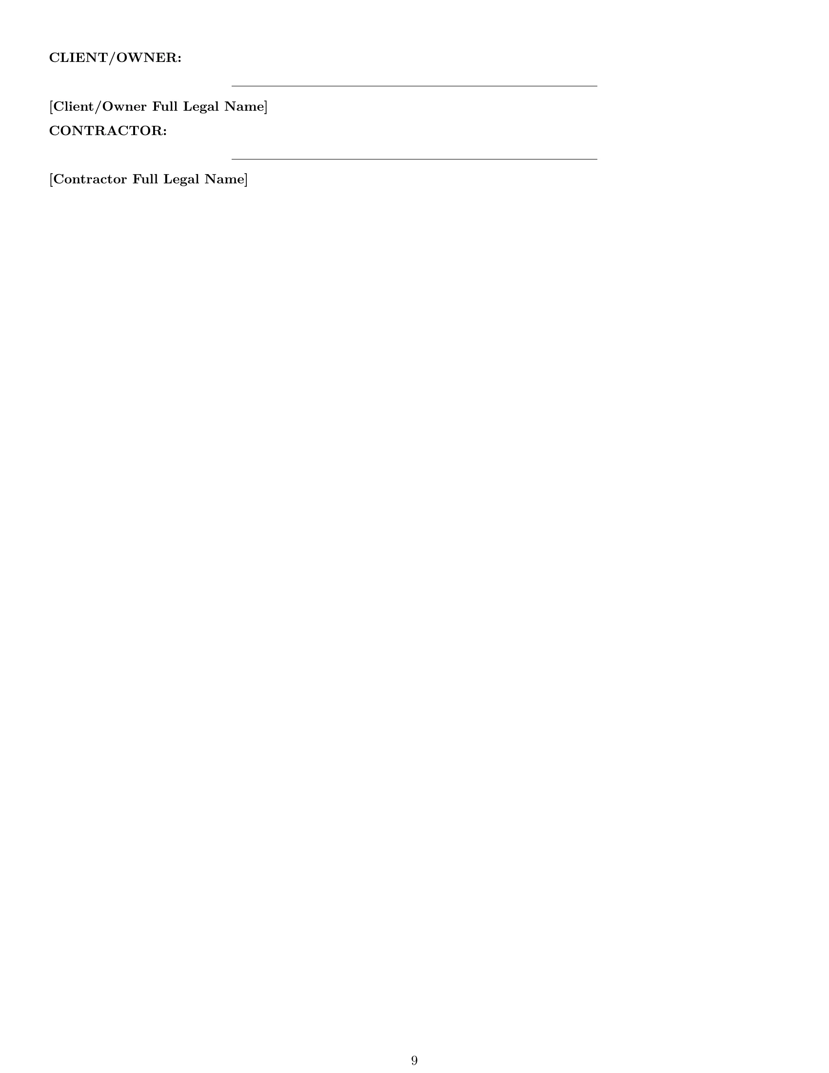 Preview page 9 of Pro Alabama construction independent contractor agreement template