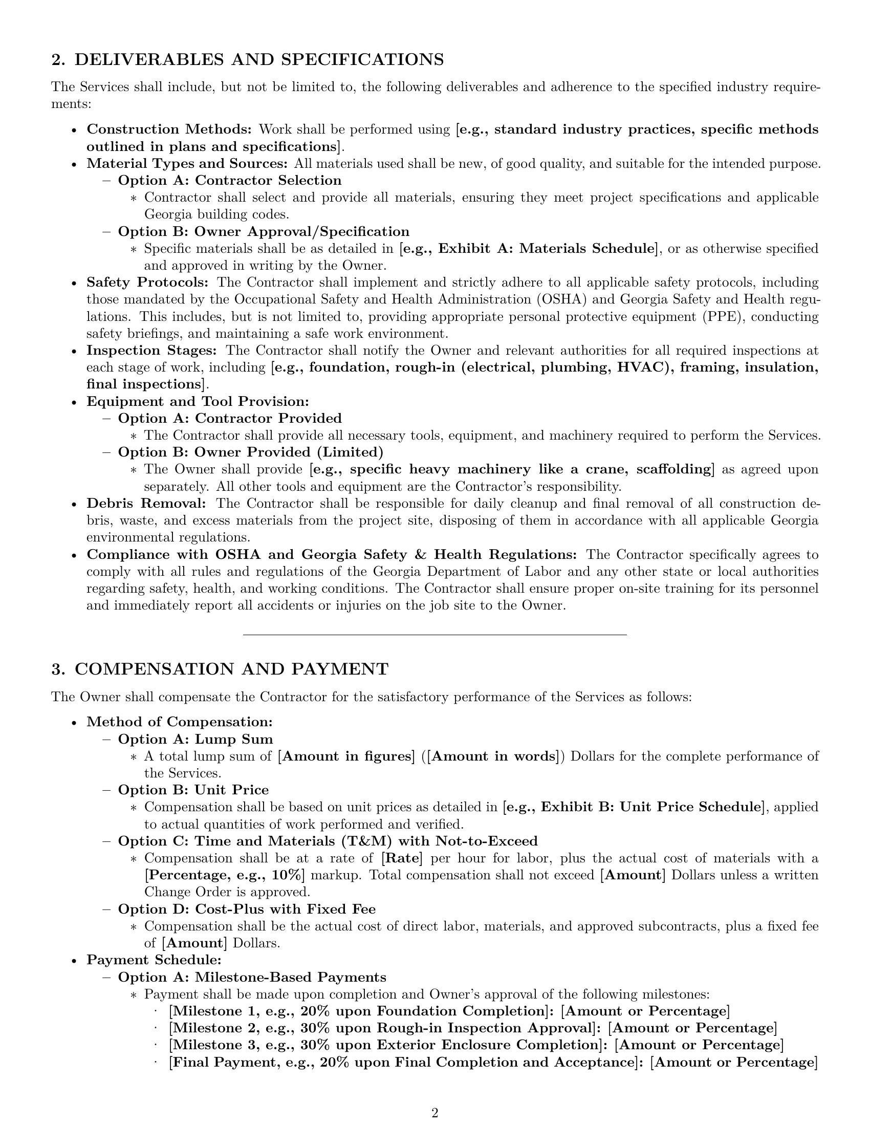 Preview page 2 of Pro Georgia construction independent contractor agreement template